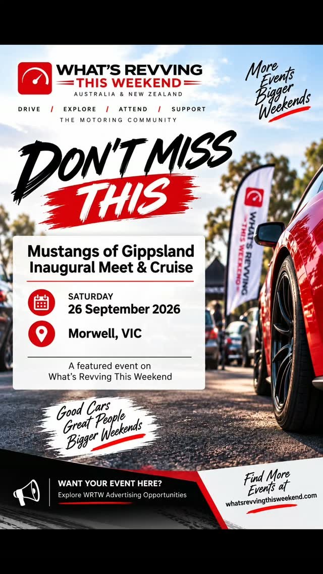 Mustangs of Gippsland Inaugural Meet & Cruise — Muscle car meet in Melbourne, VIC on Saturday 26 September 2026