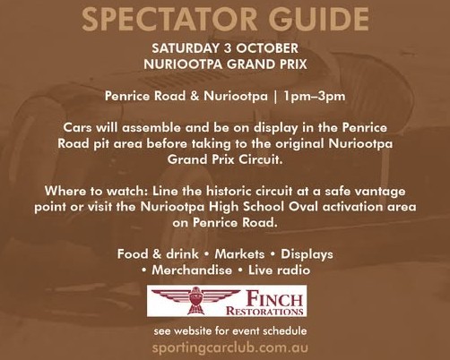 Nuriootpa Grand Prix — Classic spectator event in Adelaide, SA on Saturday 3 October 2026