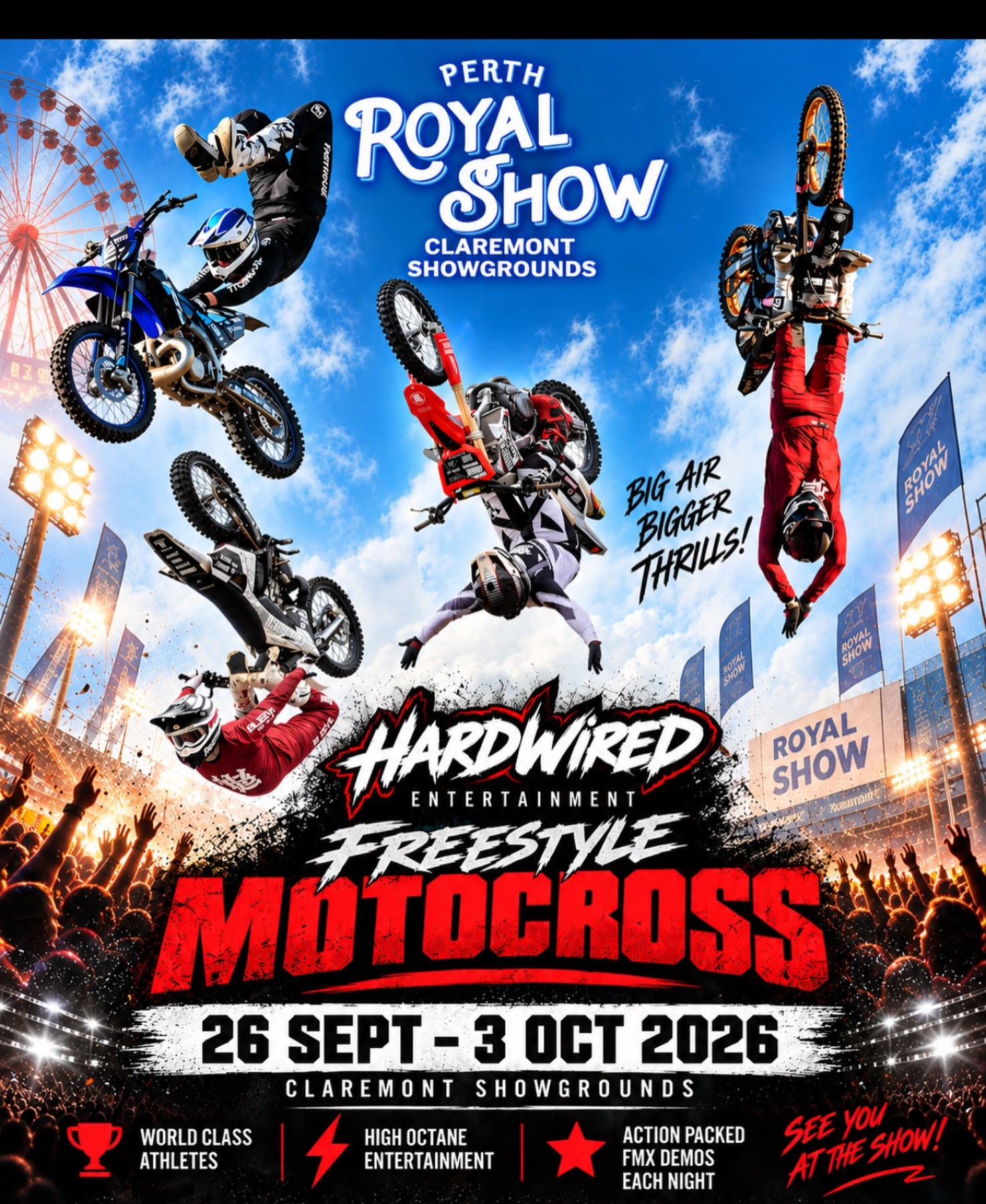Hardwired Entertainment Freestyle Motocross — 4x4 spectator event in Perth, WA on Saturday 26 September 2026