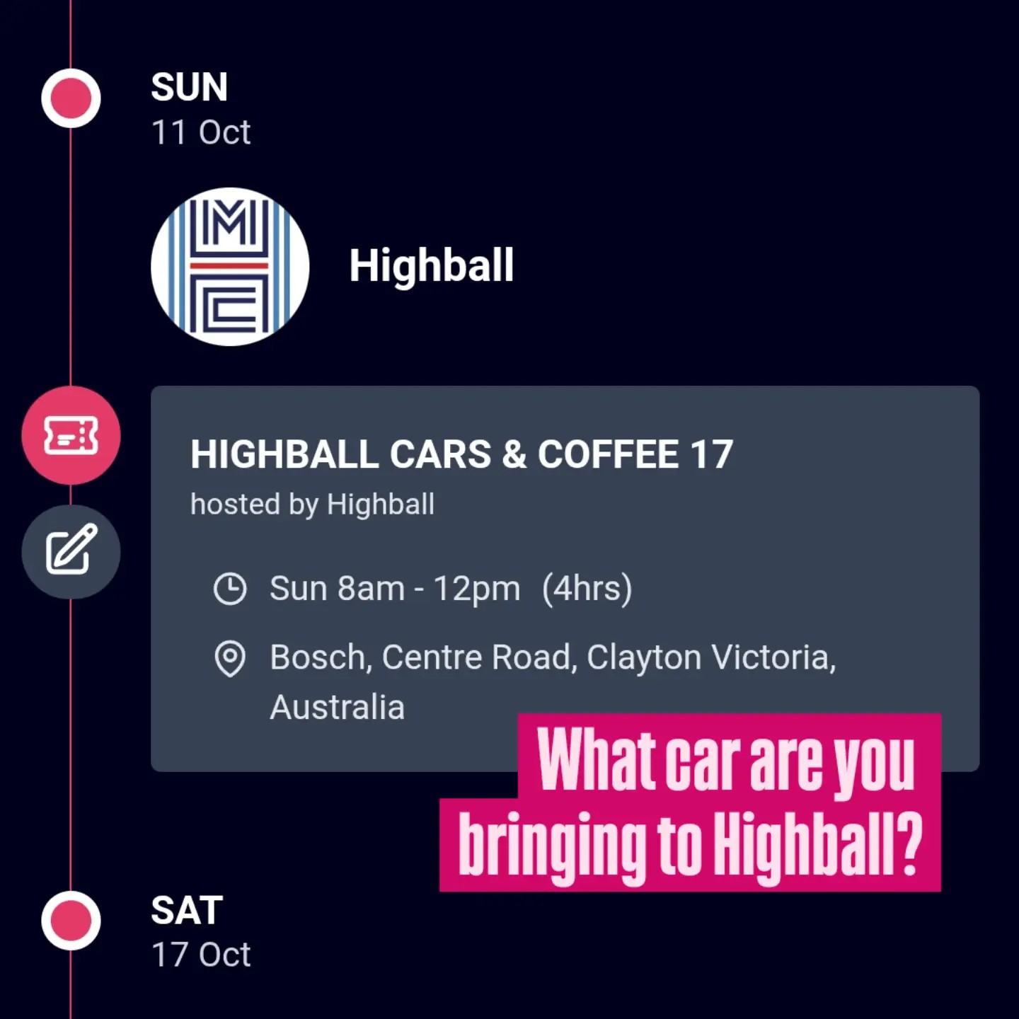 Highball Cars & Coffee 17 — JDM/Euro car meet in Melbourne, VIC on Sunday 11 October 2026