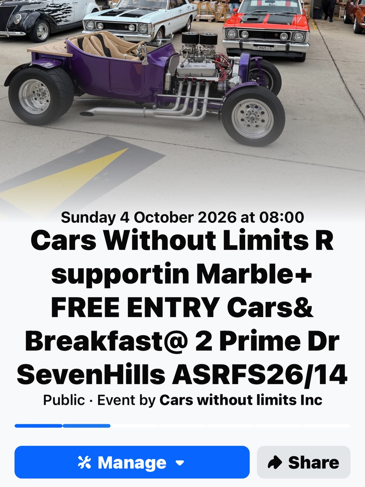 Cars Without Limits R supportin Marble+ — Classic/Muscle car meet in Sydney, NSW on Sunday 4 October 2026
