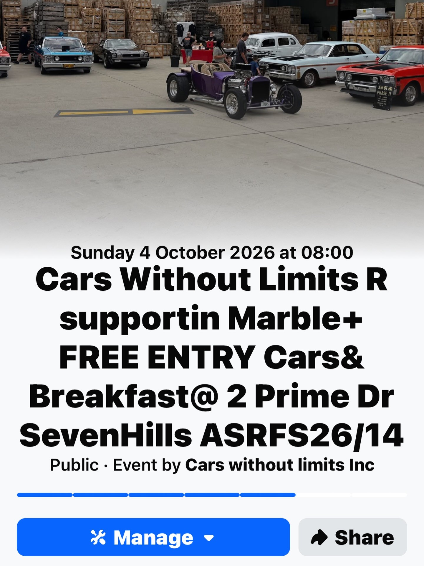 Cars Without Limits Cars & Breakfast — Muscle/Classic car meet in Sydney, NSW on Sunday 4 October 2026
