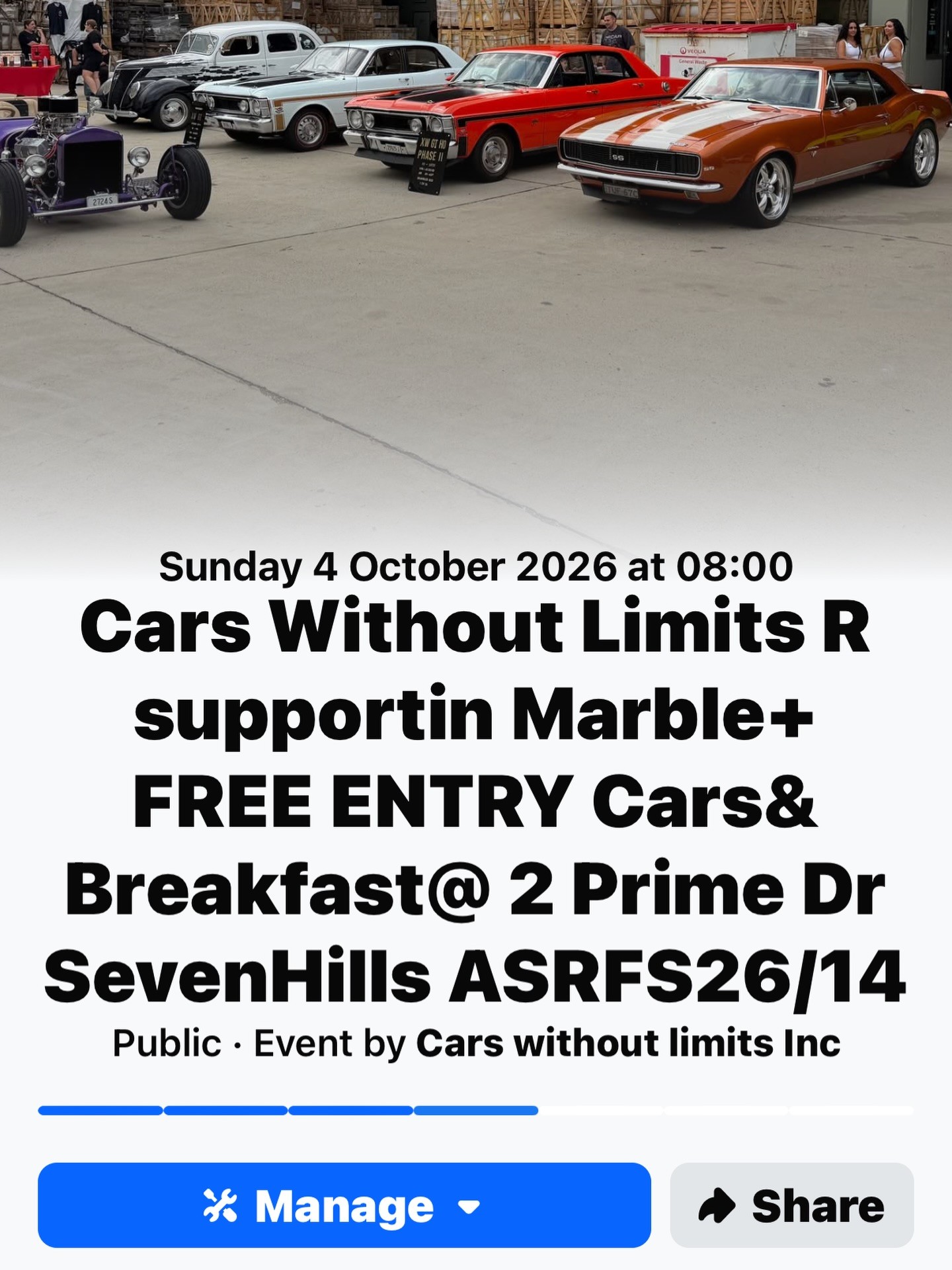 Cars Without Limits R supportin Marble+ — Classic/Muscle car meet in Sydney, NSW on Sunday 4 October 2026