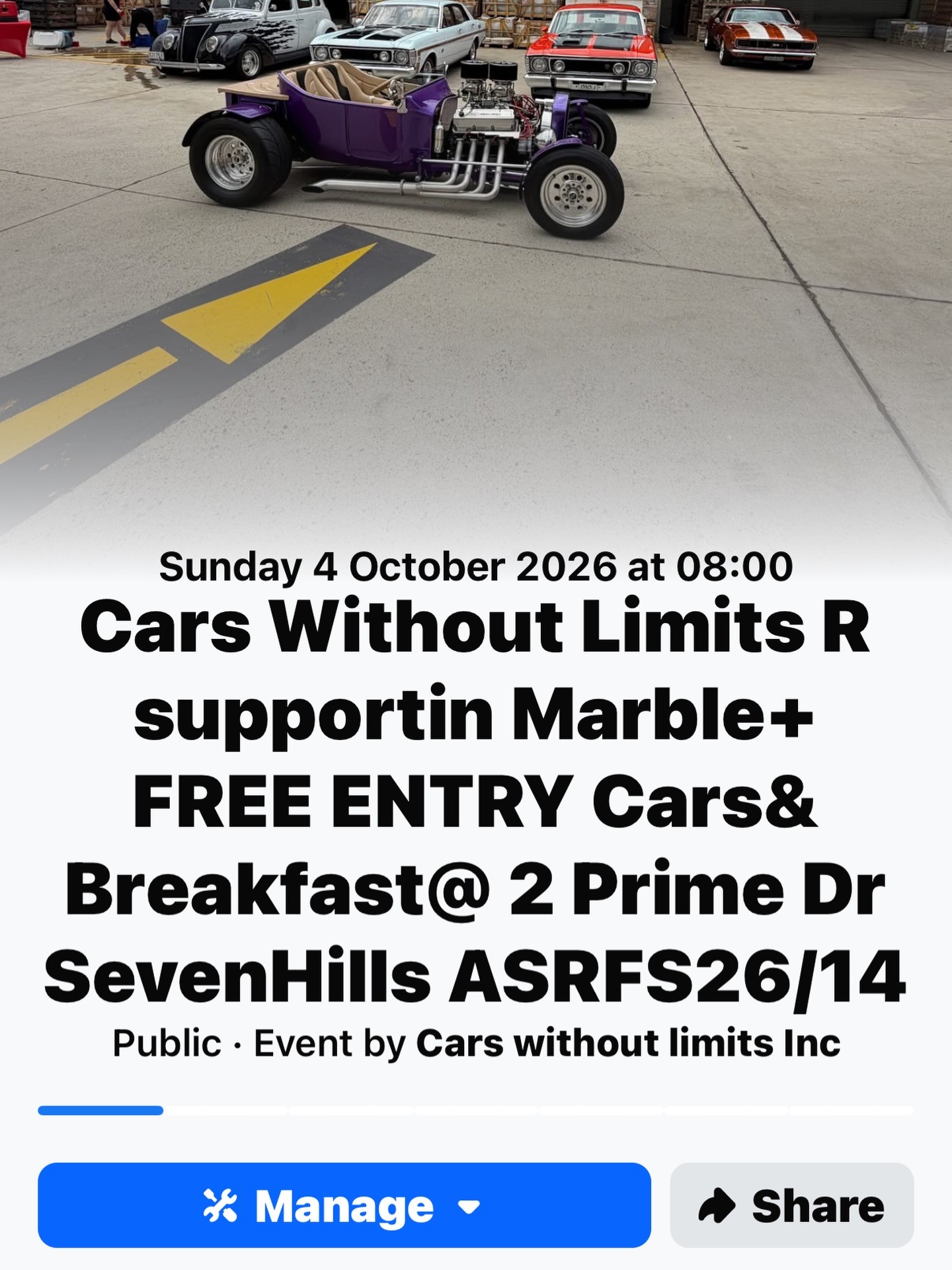 Cars Without Limits R supportin Marble+ — Classic/Muscle car meet in Sydney, NSW on Sunday 4 October 2026