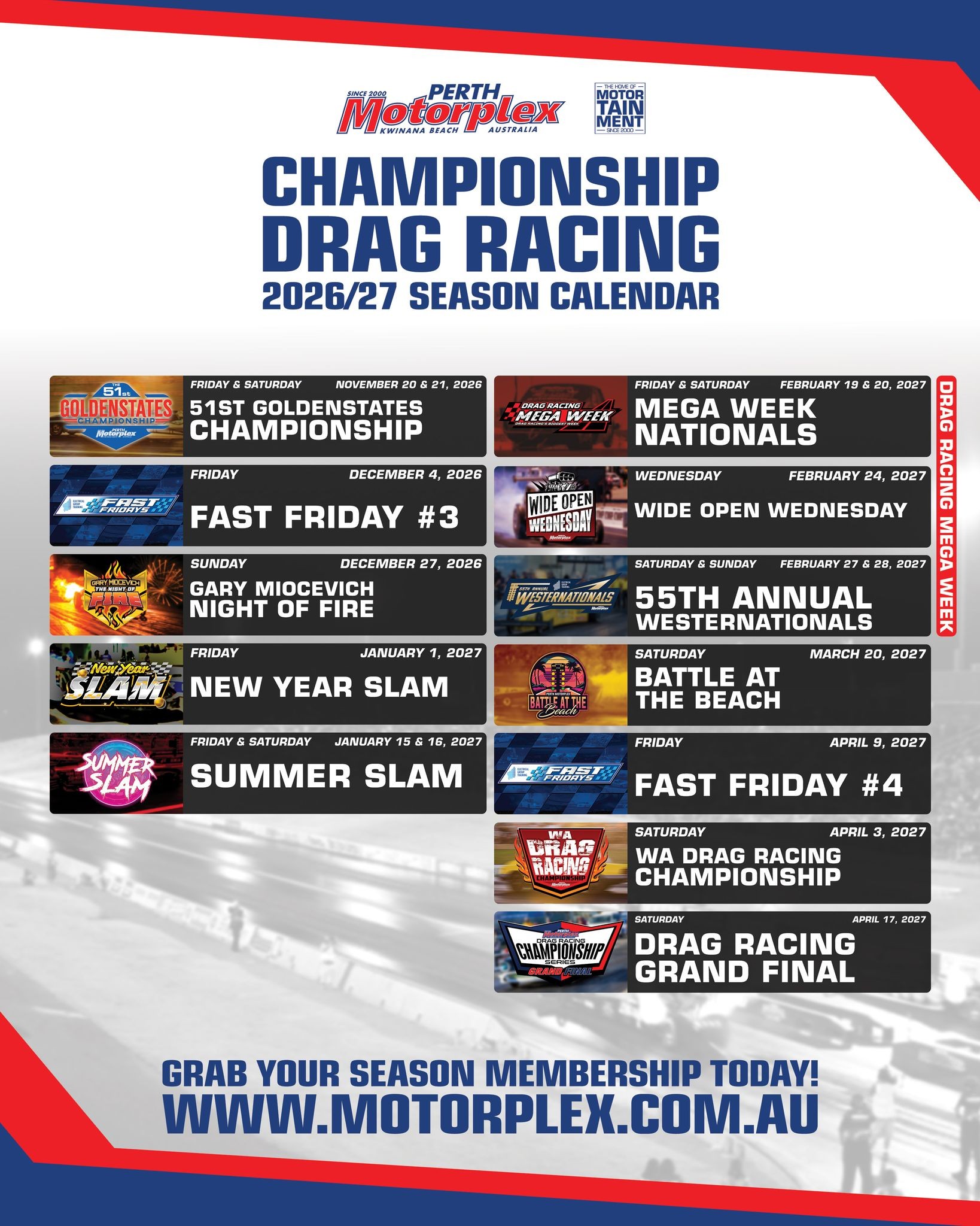 51st Goldenstates Championship — Muscle spectator event in Perth, WA on Friday 20 November 2026