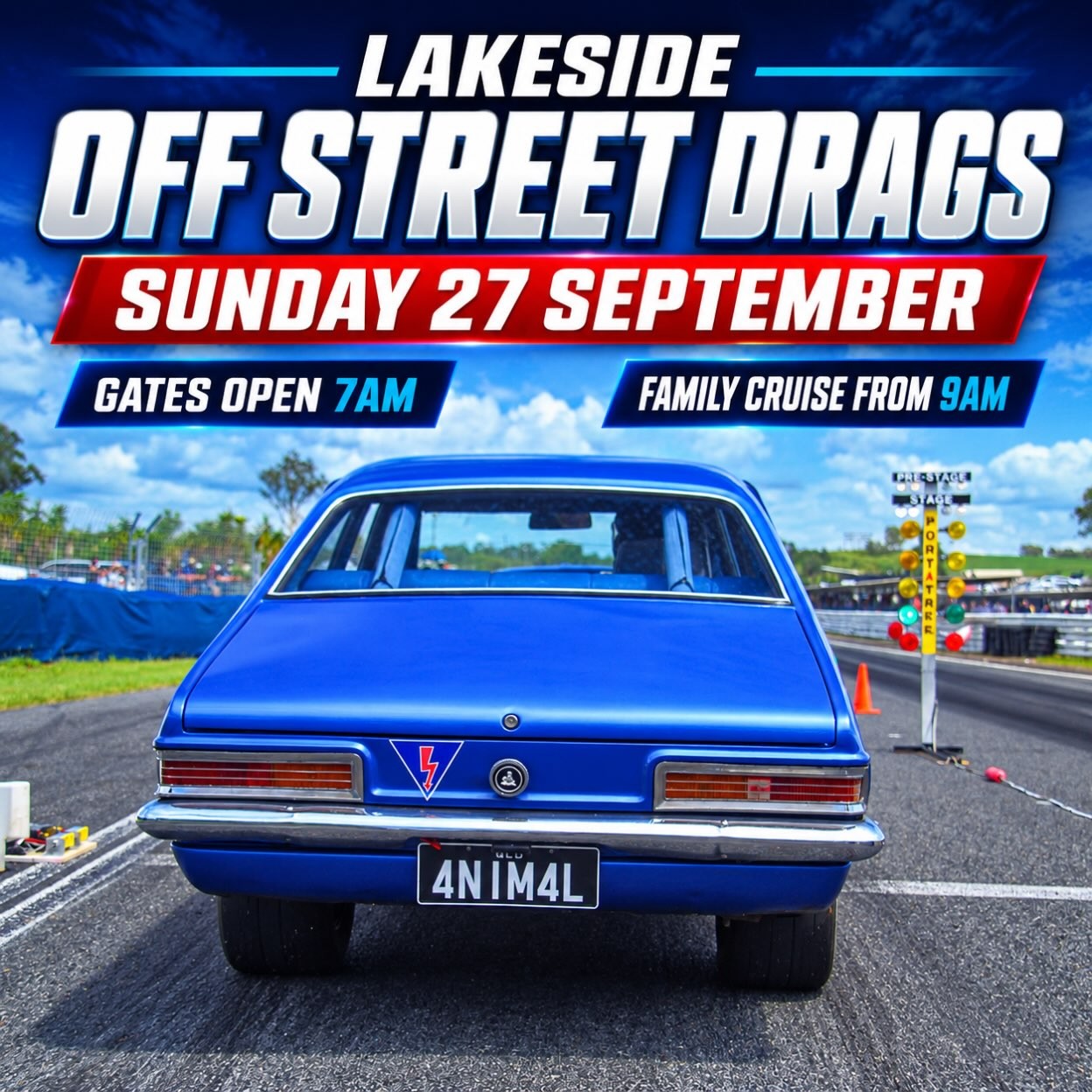 Lakeside Off Street Drags — Muscle track day in Brisbane, QLD on Sunday 27 September 2026