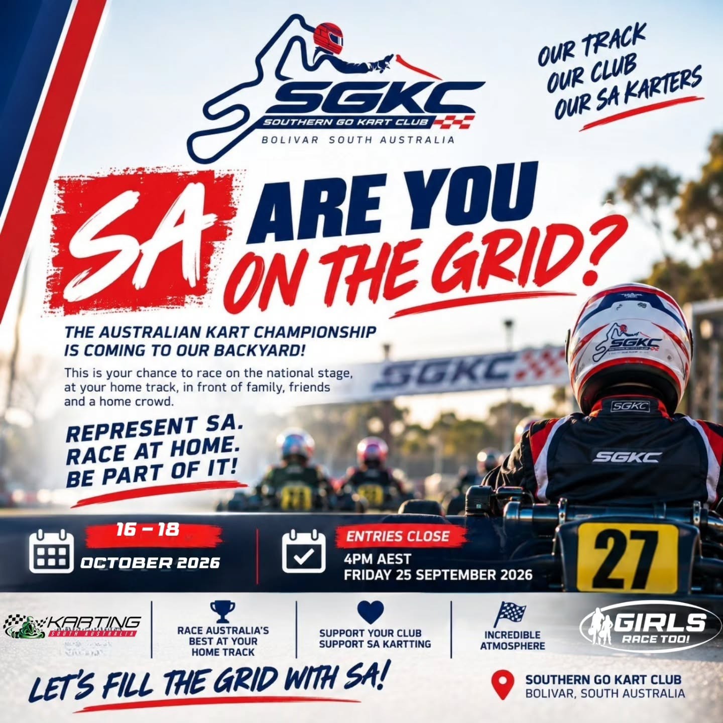 Australian Kart Championship Round 5 — spectator event in Adelaide, SA on Friday 16 October 2026