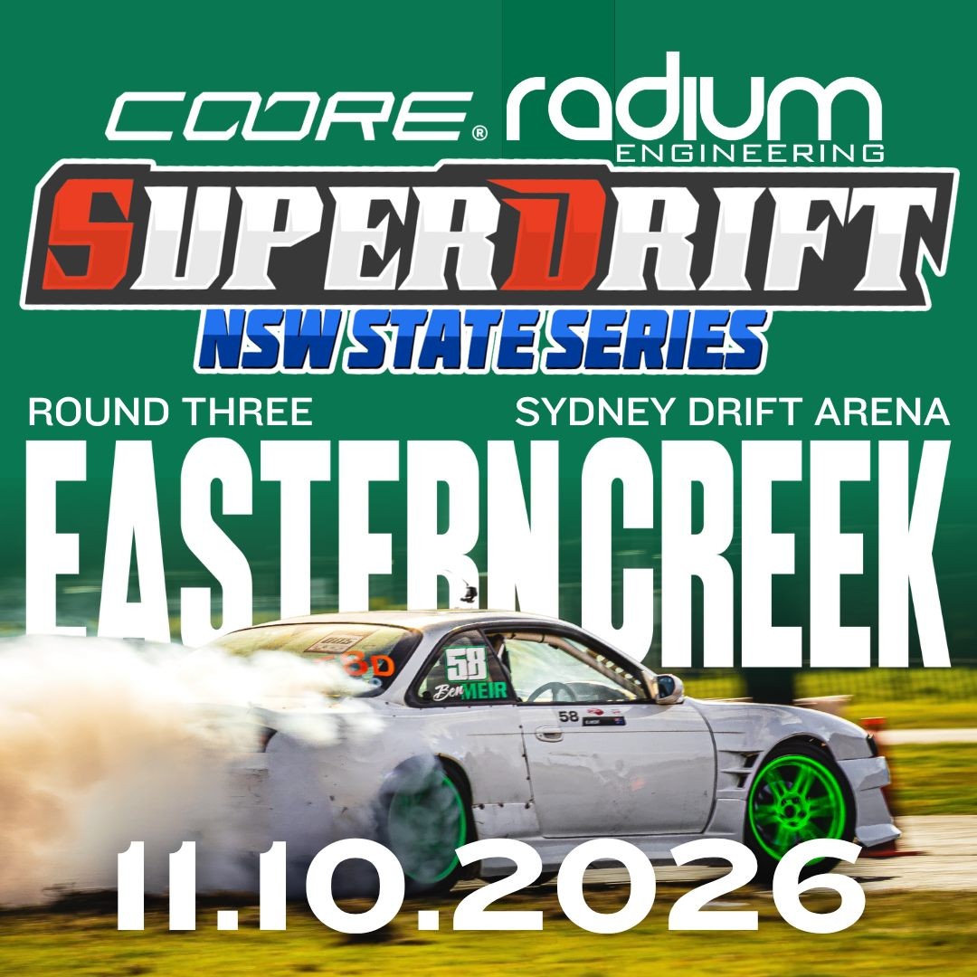 Superdrift NSW State Series Round Three — JDM spectator event in Sydney, NSW on Sunday 11 October 2026