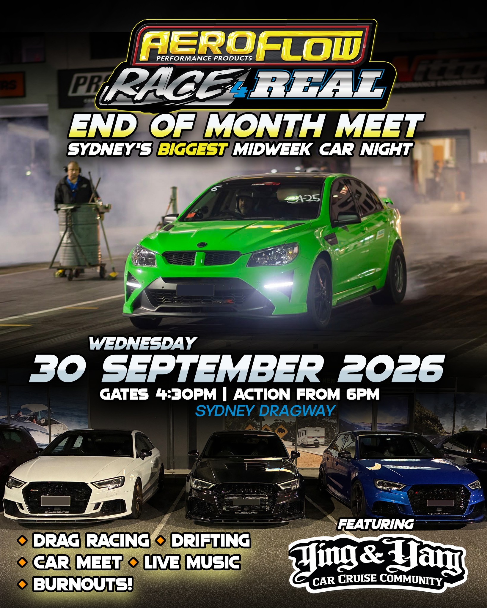 Aeroflow Race 4 Real End of Month Meet — Muscle/JDM track day in Sydney, NSW on Wednesday 30 September 2026