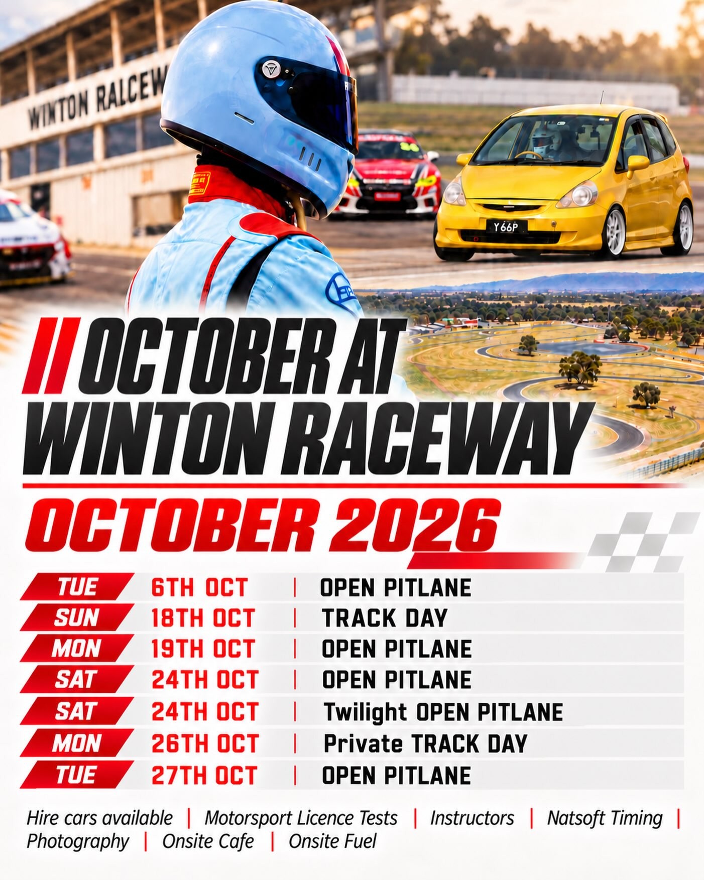 October at Winton Raceway — track day in Melbourne, VIC on Tuesday 6 October 2026