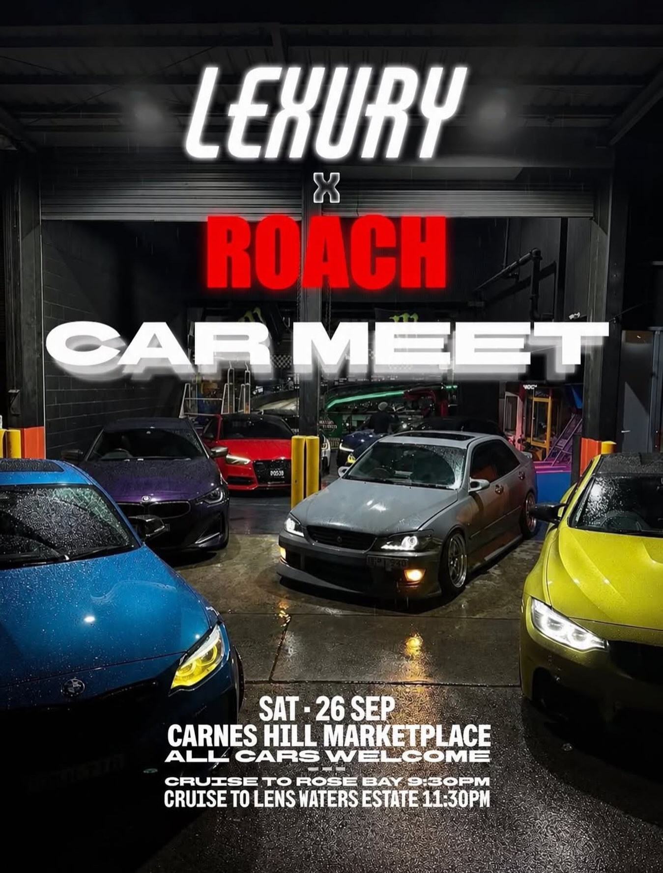 Lexury x Roach Car Meet — JDM/Euro car meet in Sydney, NSW on Saturday 26 September 2026