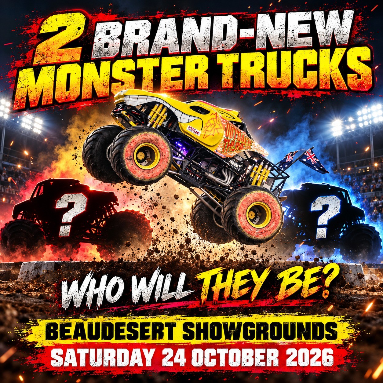 Monster Truck Mayhem — 4x4 spectator event in Brisbane, QLD on Saturday 24 October 2026