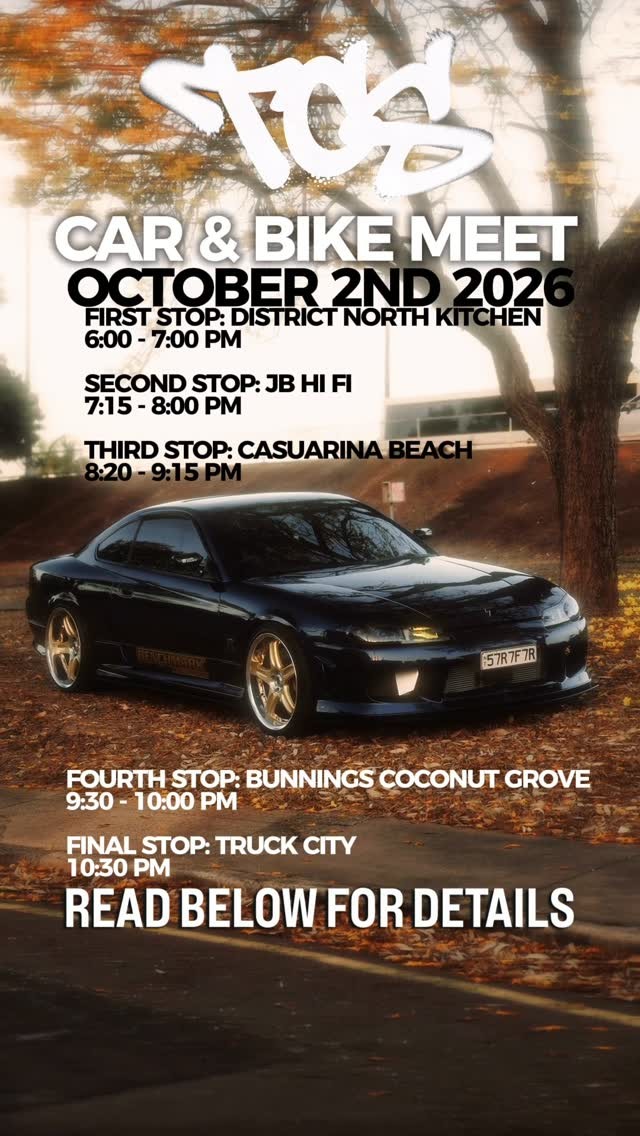 TCS Car & Bike Meet — JDM/Euro car meet in Darwin, NT on Friday 2 October 2026