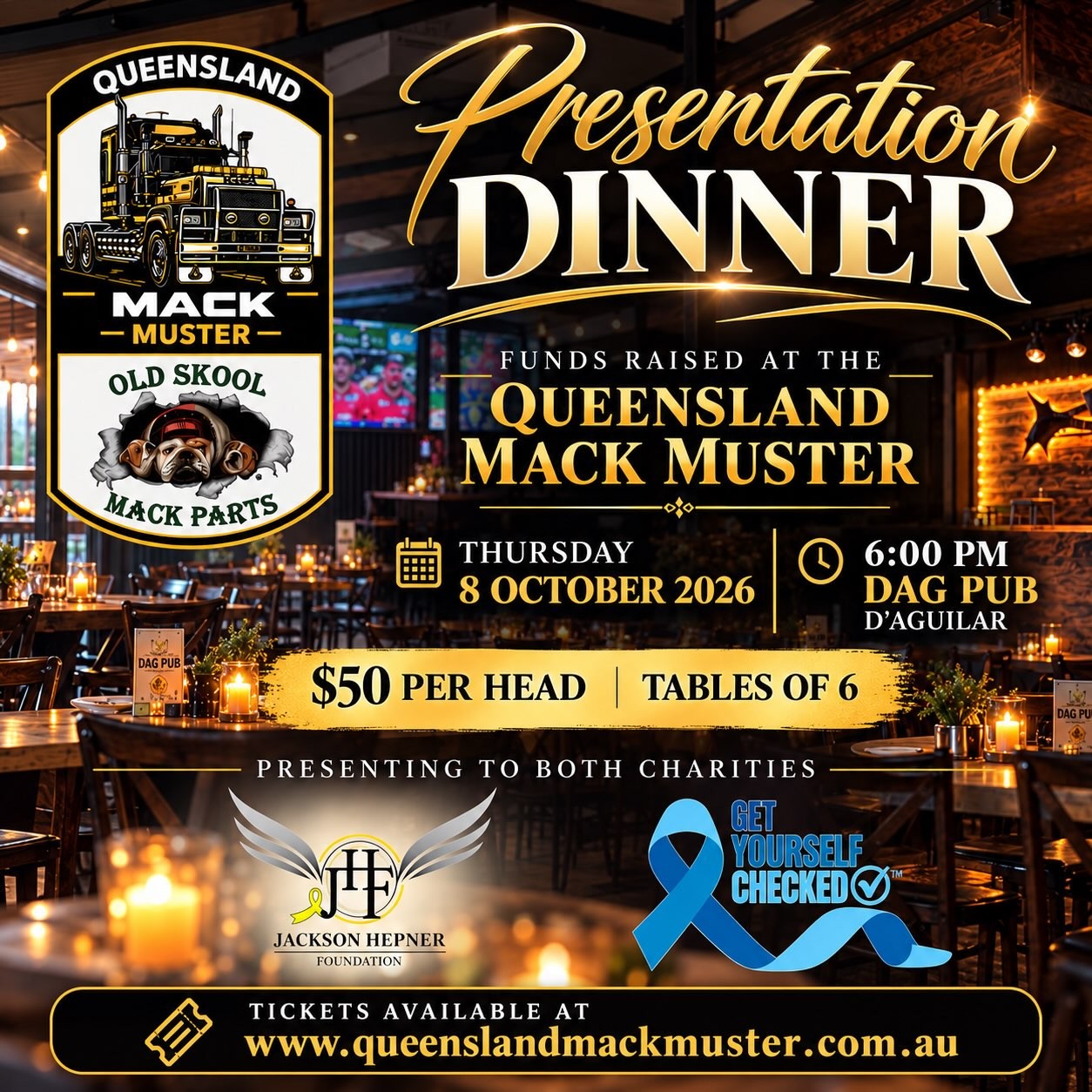 Queensland Mack Muster Presentation Dinner — Classic car meet in Brisbane, QLD on Thursday 8 October 2026