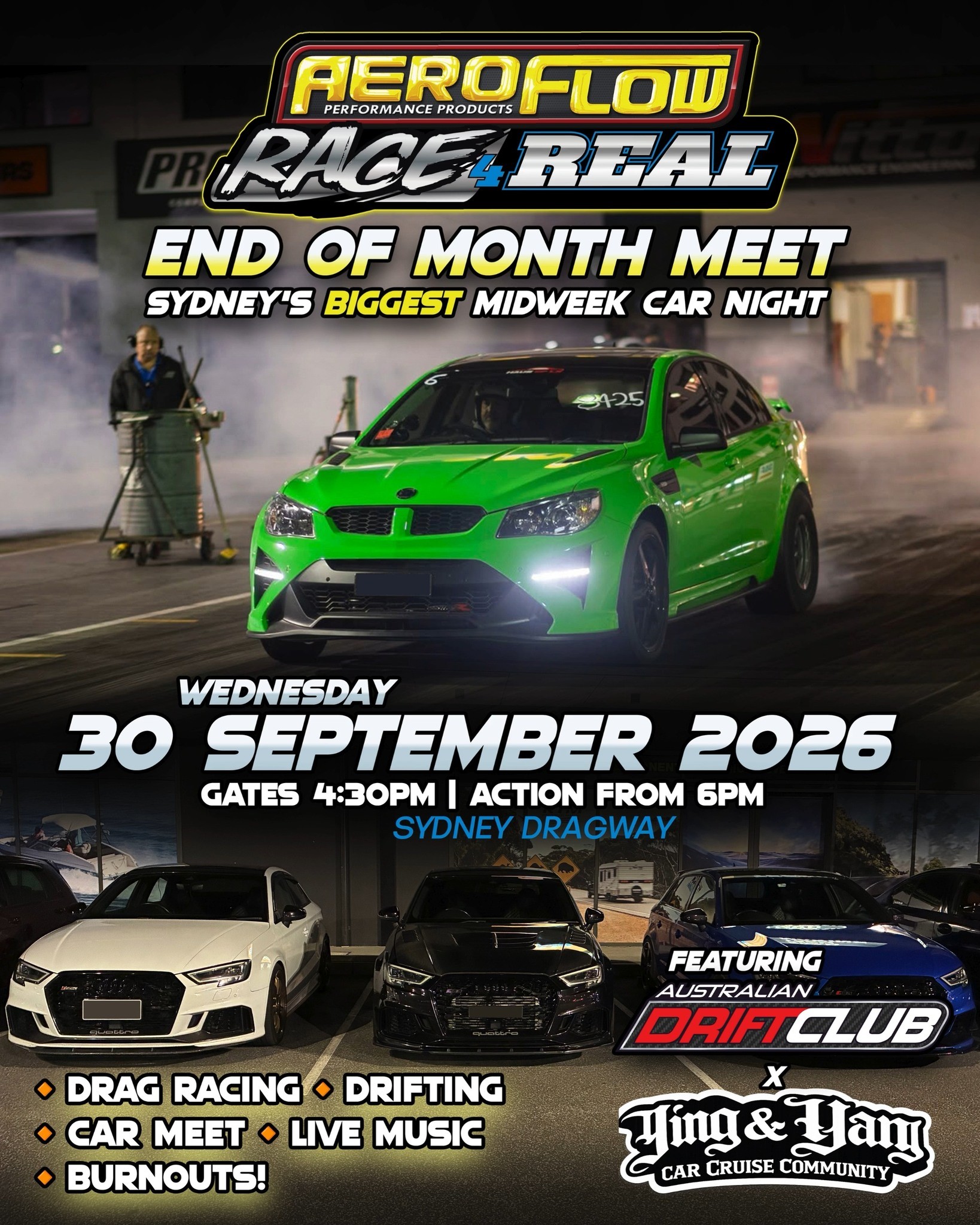 Race 4 Real - End of Month Meet — Muscle/JDM car meet in Sydney, NSW on Wednesday 30 September 2026