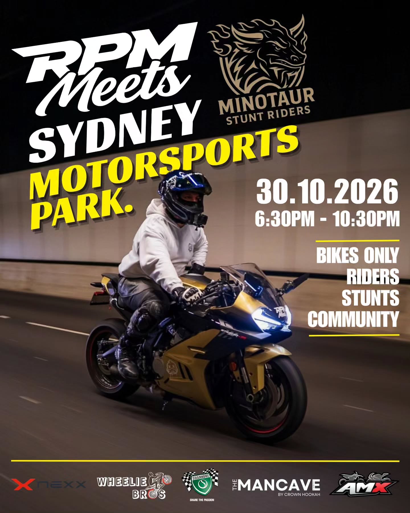 RPM Meets at Sydney Motorsport Park — Exotic/JDM car meet in Sydney, NSW on Friday 30 October 2026
