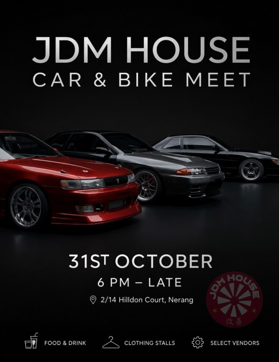 JDM House Car & Bike Meet — JDM/Motorbike car meet in Gold Coast, QLD on Saturday 31 October 2026