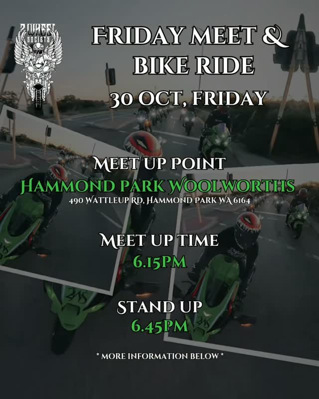 Friday Meet & Bike Ride — car meet in Perth, WA on Friday 30 October 2026