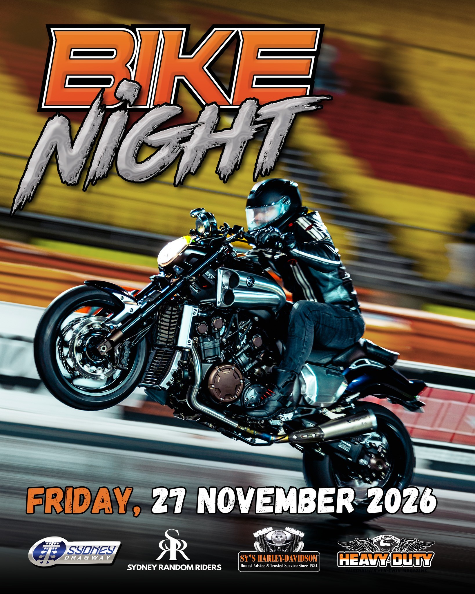Bike Night — Muscle track day in Sydney, NSW on Friday 27 November 2026