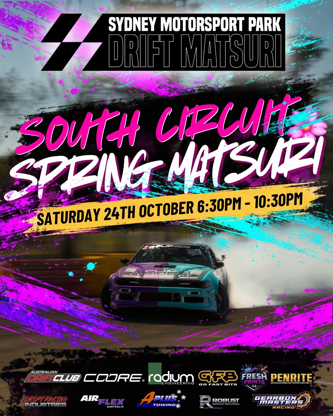 Sydney Motorsport Park Drift Matsuri — JDM spectator event in Sydney, NSW on Saturday 24 October 2026