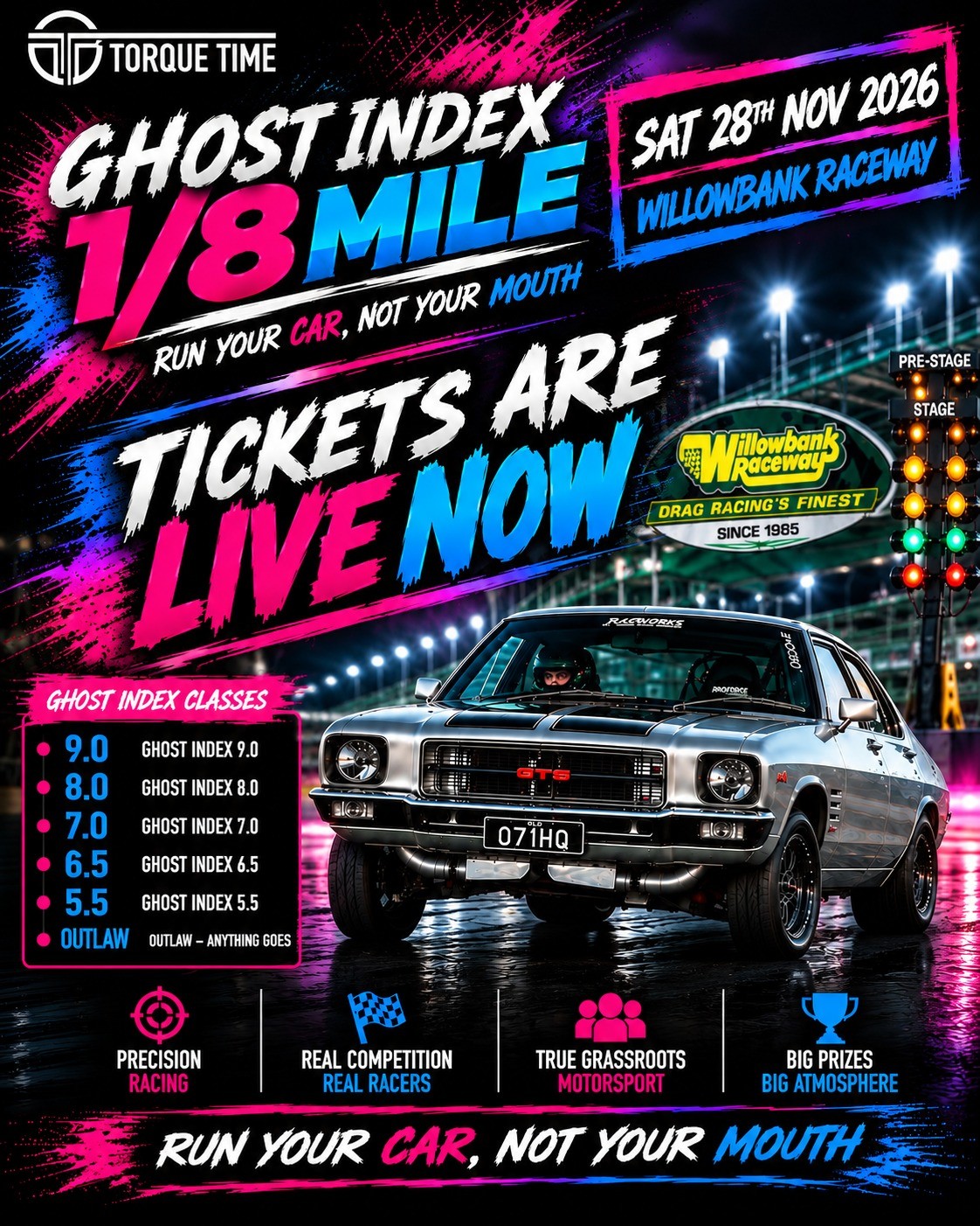 Ghost Index 1/8 Mile — Muscle track day in Brisbane, QLD on Saturday 28 November 2026