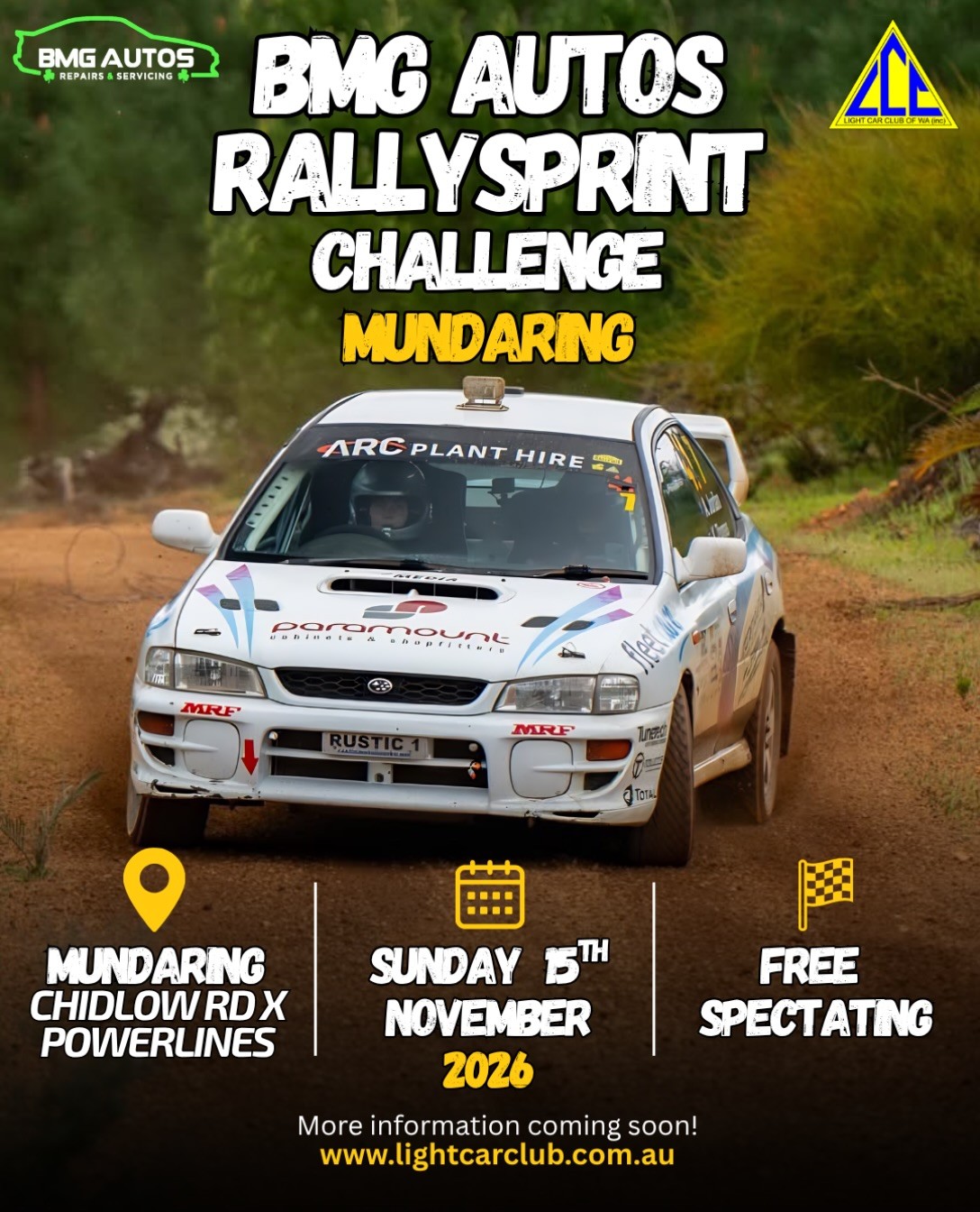 BMG Autos Rallysprint Challenge Mundaring — JDM spectator event in Perth, WA on Sunday 15 November 2026