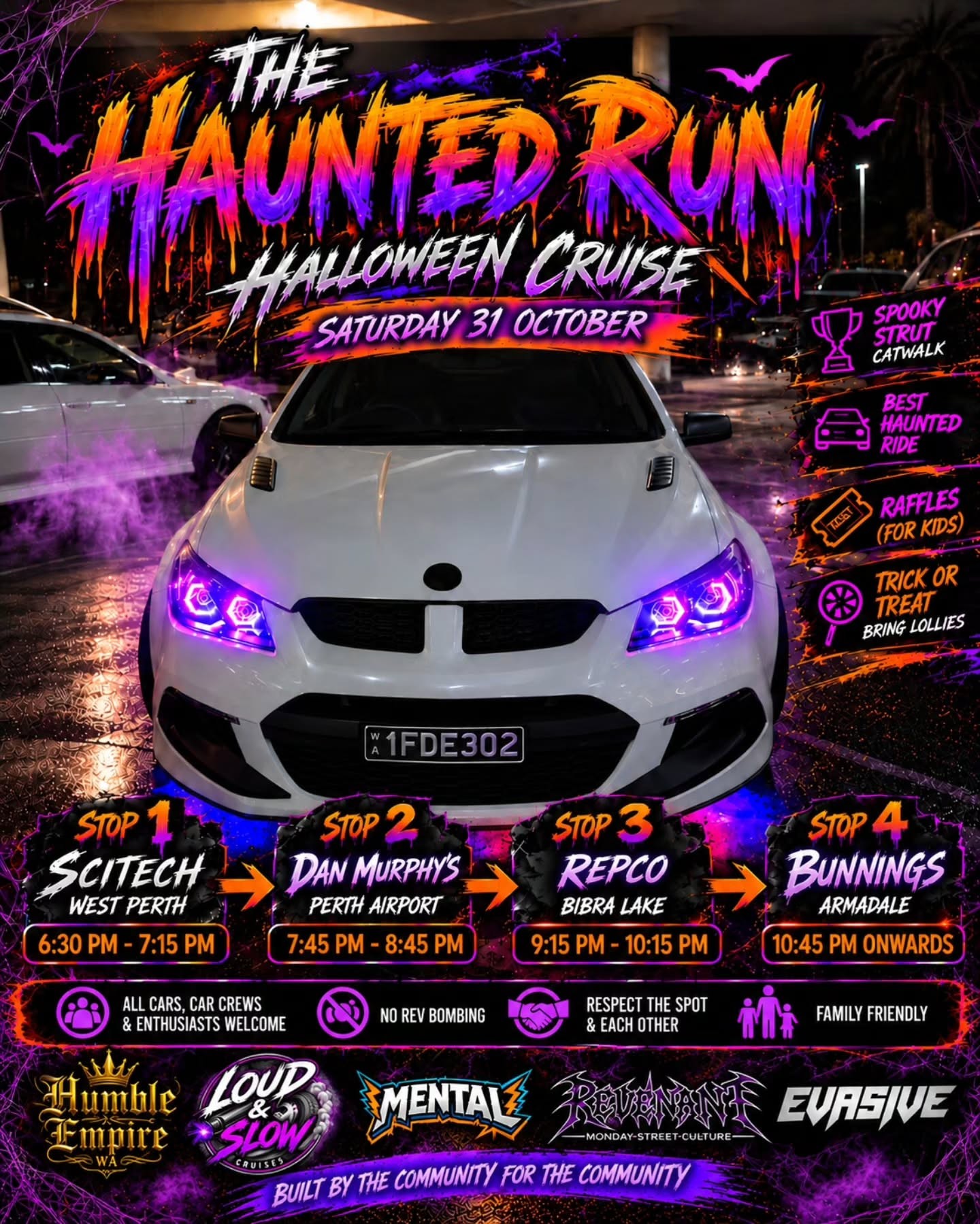 The Haunted Run - Halloween Cruise — JDM/Stance car meet in Perth, WA on Saturday 31 October 2026