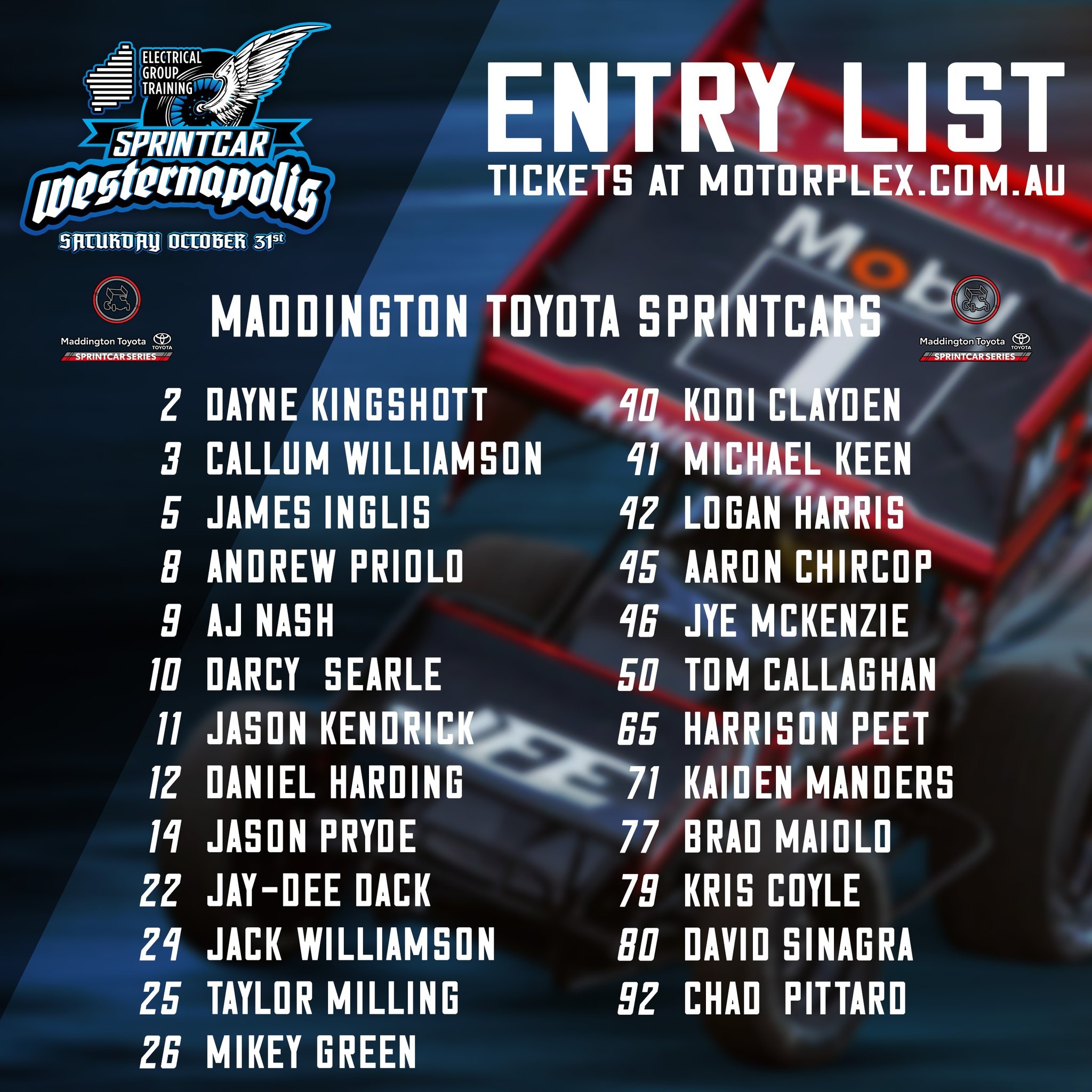 Sprintcar Westernapolis — Muscle spectator event in Perth, WA on Saturday 31 October 2026