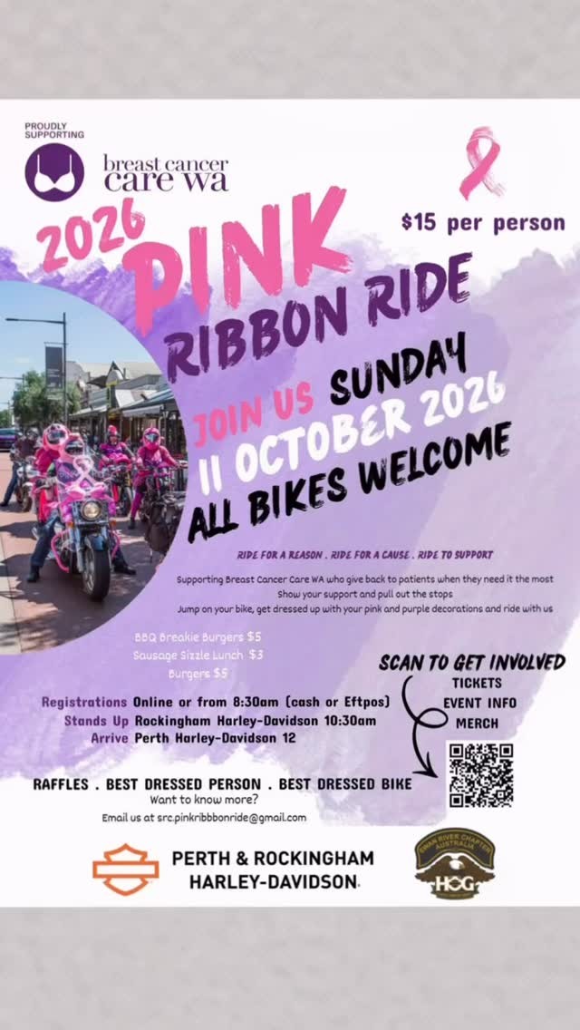 Pink Ribbon Ride — car meet in Perth, WA on Sunday 11 October 2026