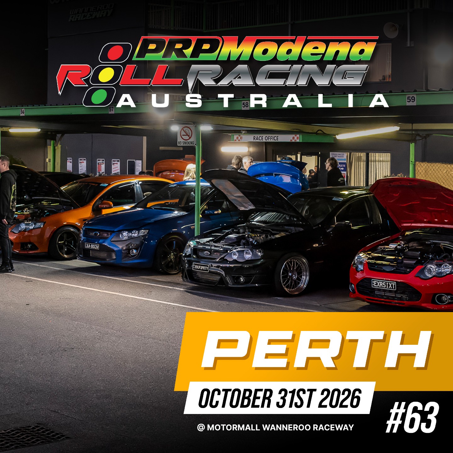 Roll Racing Perth #63 — Muscle/JDM track day in Perth, WA on Saturday 31 October 2026