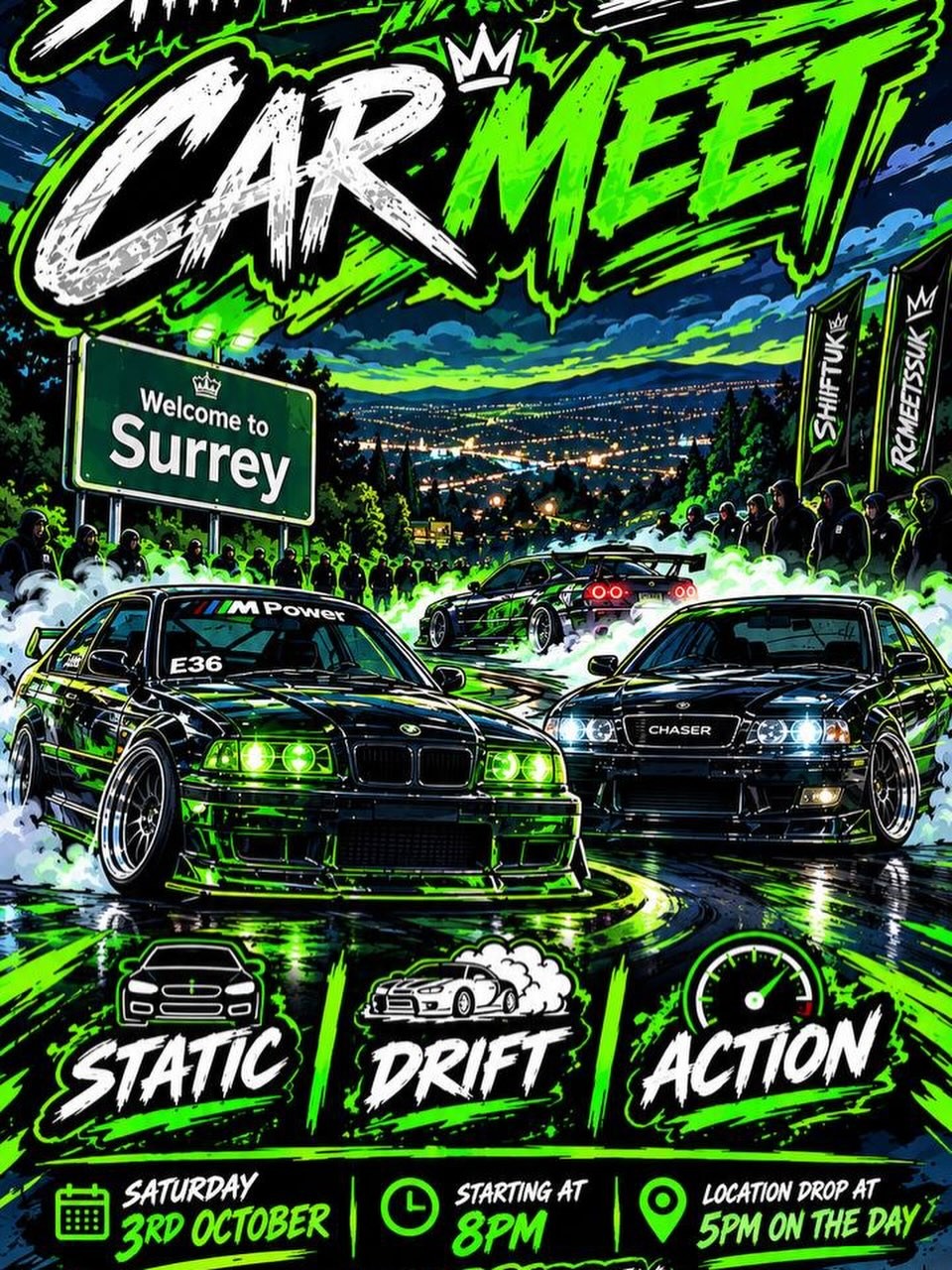 Surrey Car Meet — JDM/Euro car meet in International on Saturday 3 October 2026
