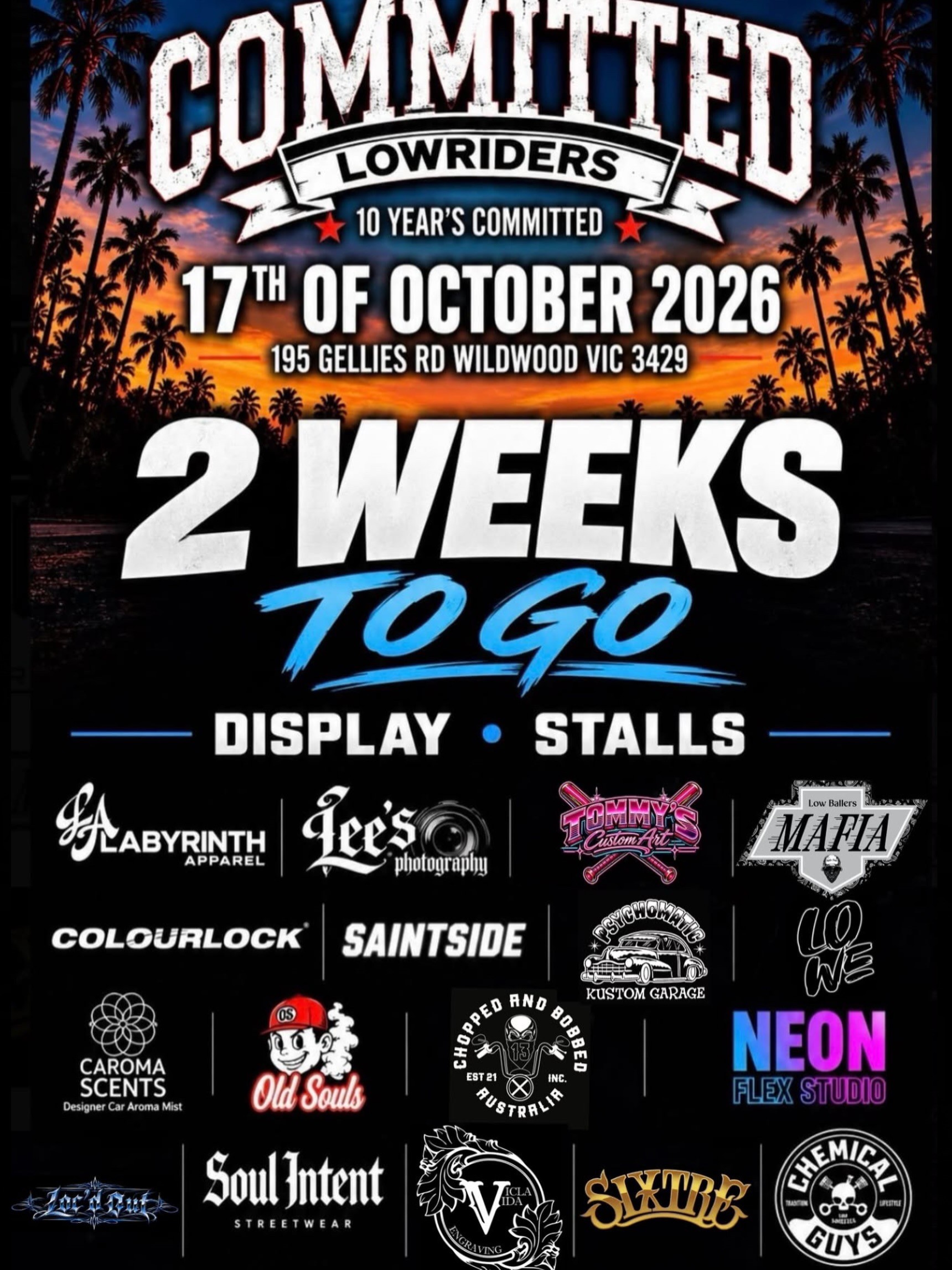 Committed Lowriders 10 Year's Committed — Stance car meet in Melbourne, VIC on Saturday 17 October 2026