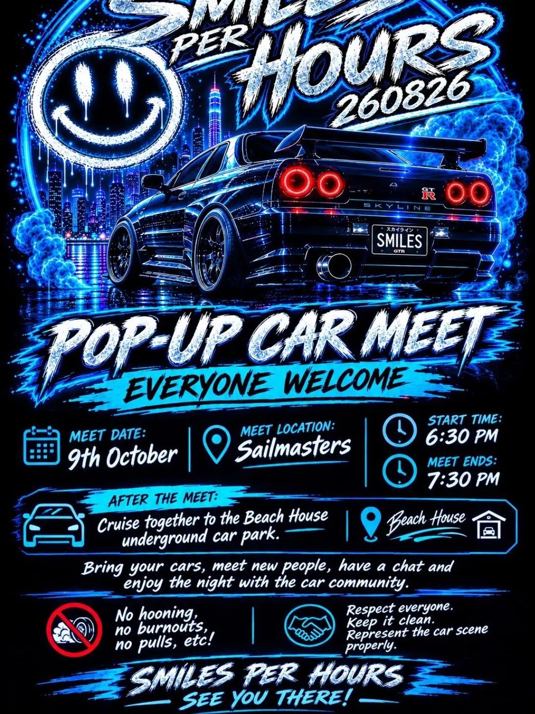 Smiles Per Hours Pop-Up Car Meet — JDM car meet in Adelaide, SA on Friday 16 October 2026