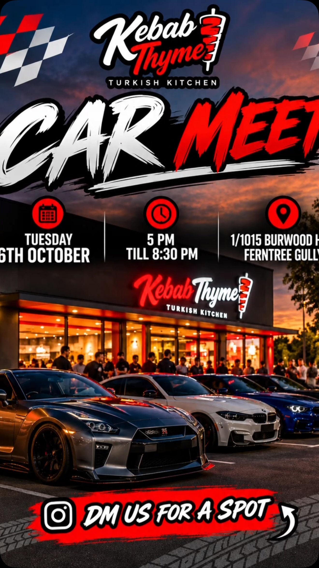 Kebab Thyme Car Meet — Euro/JDM car meet in Melbourne, VIC on Tuesday 6 October 2026