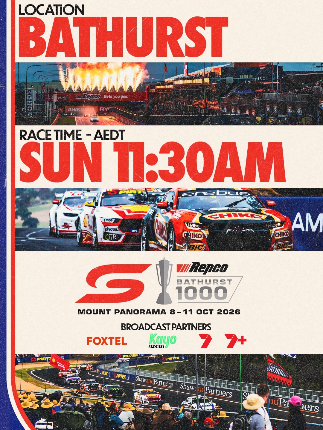 Repco Bathurst 1000 — Exotic/Muscle spectator event in Bathurst, NSW on Thursday 8 October 2026