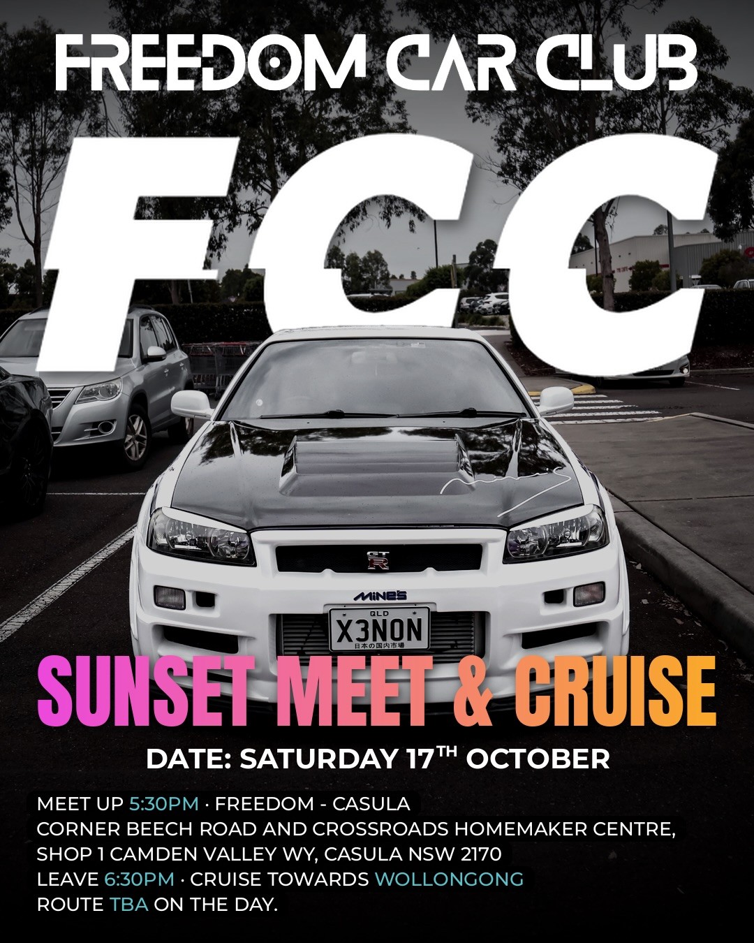 Sunset Meet & Cruise — JDM/Muscle car meet in Sydney, NSW on Saturday 17 October 2026