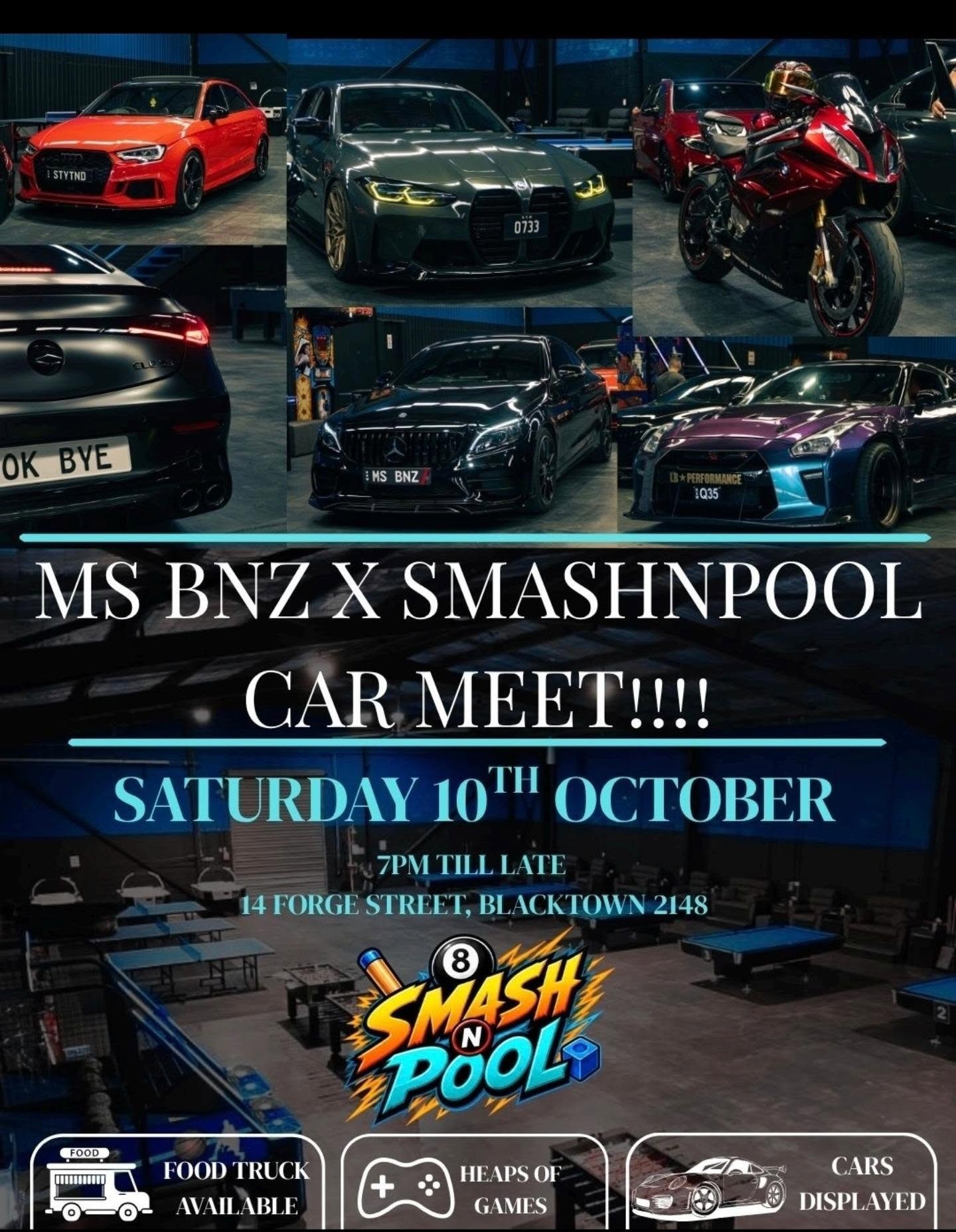 MS BNZ X SMASHNPOOL CAR MEET — car meet in Sydney, NSW on Saturday 10 October 2026