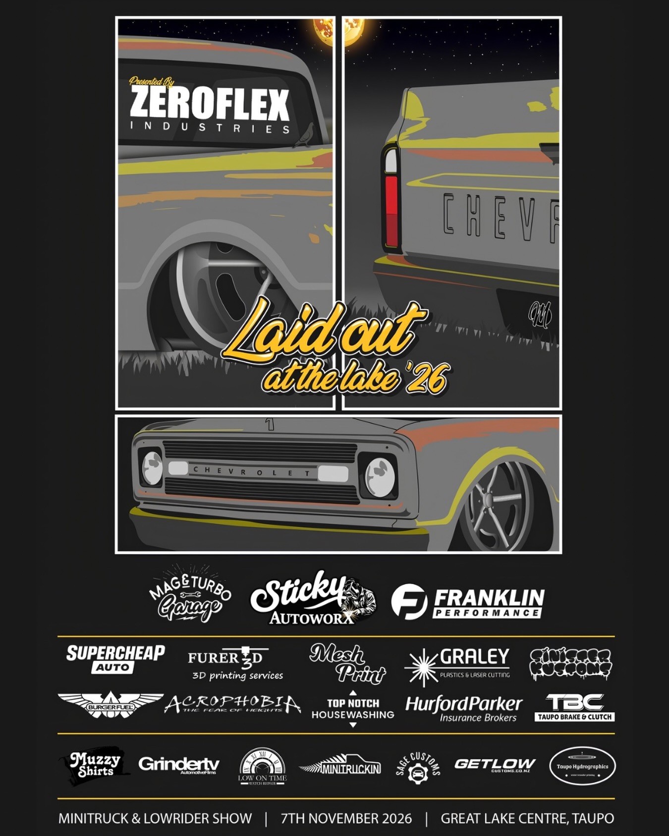 Laid out at the lake '26 — Stance/Classic car meet in International on Saturday 7 November 2026