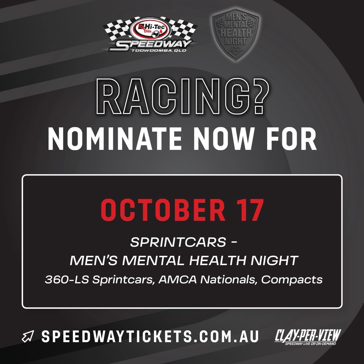 Men's Mental Health Night — Muscle spectator event in Toowoomba, QLD on Saturday 17 October 2026
