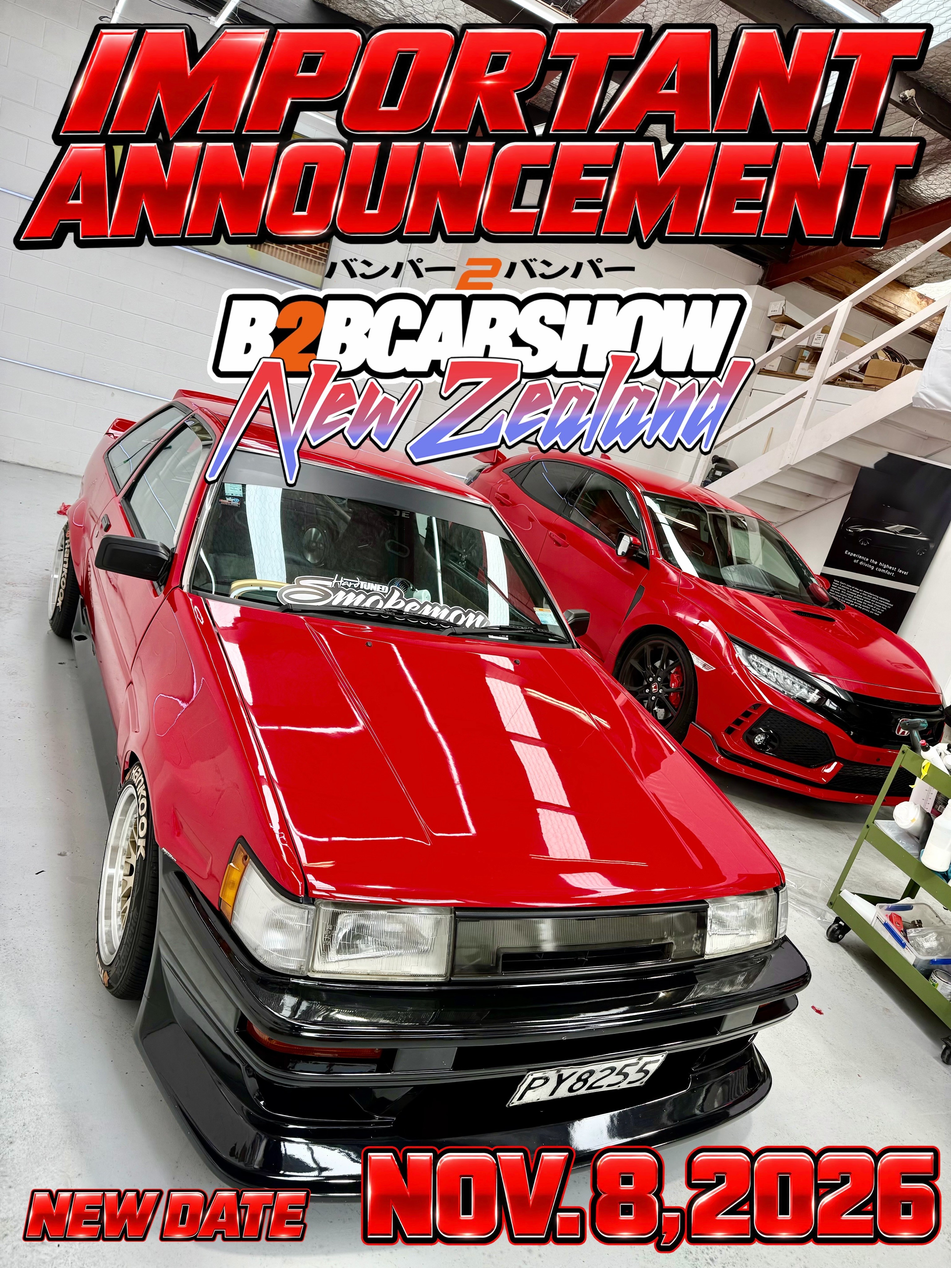 B2B Carshow New Zealand — JDM car meet in International on Sunday 8 November 2026