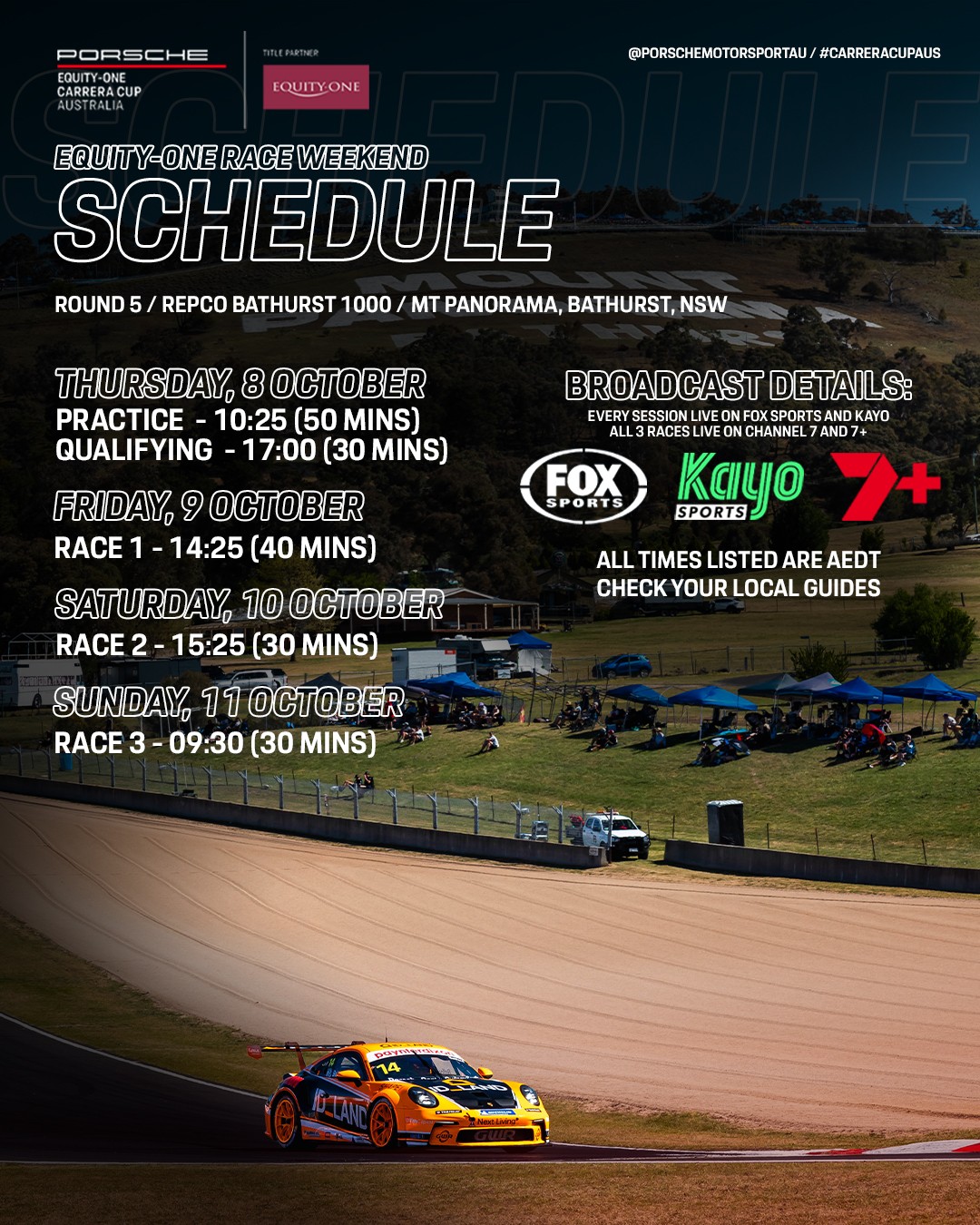 Porsche Carrera Cup Australia Round 5 — Euro/Exotic spectator event in Bathurst, NSW on Thursday 8 October 2026