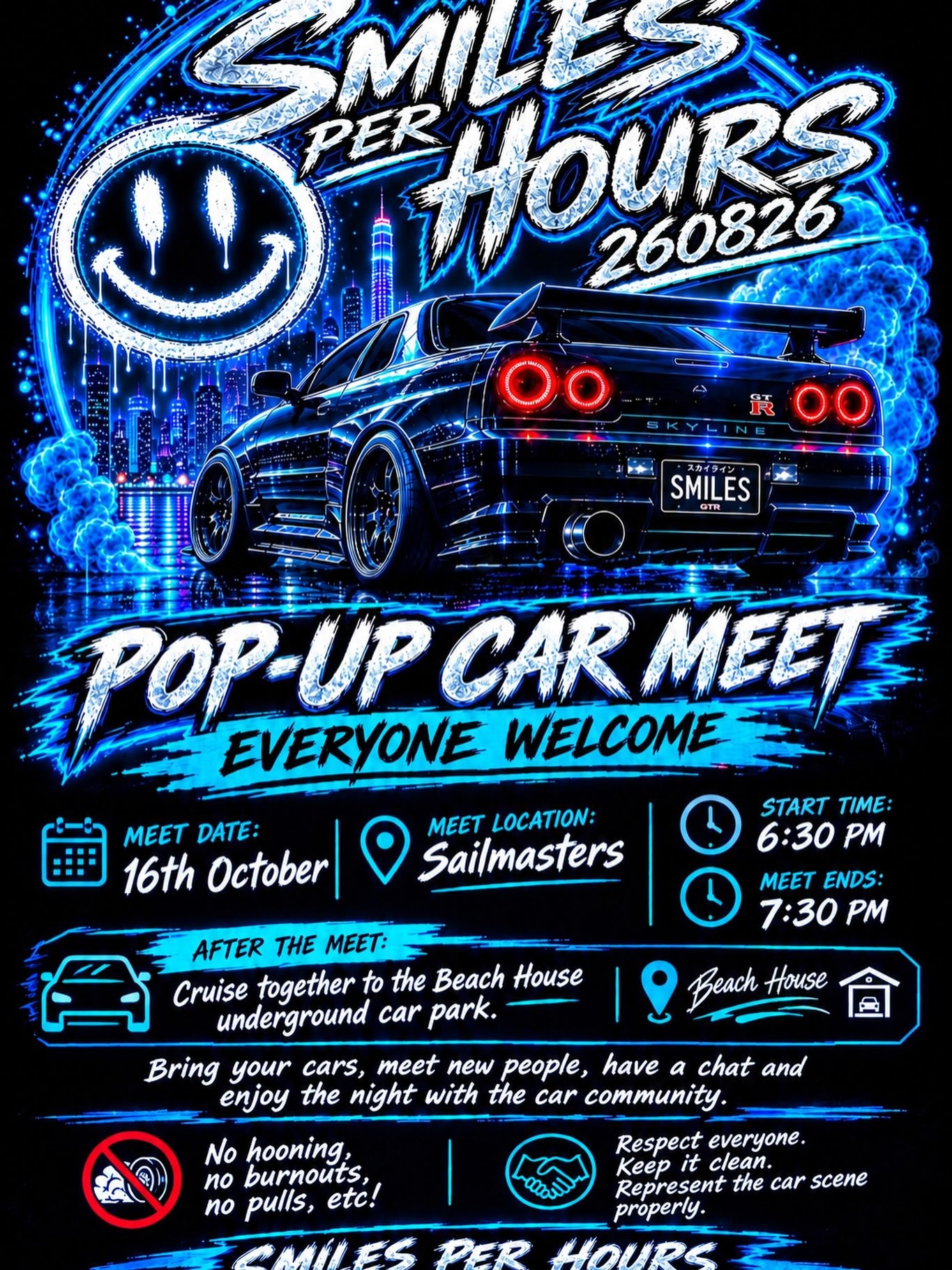 Smiles Per Hours Pop-Up Car Meet — JDM car meet in Adelaide, SA on Friday 16 October 2026