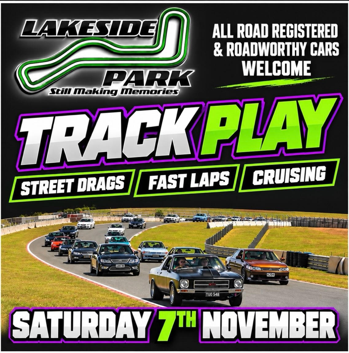 Track Play — Muscle track day in Brisbane, QLD on Saturday 7 November 2026