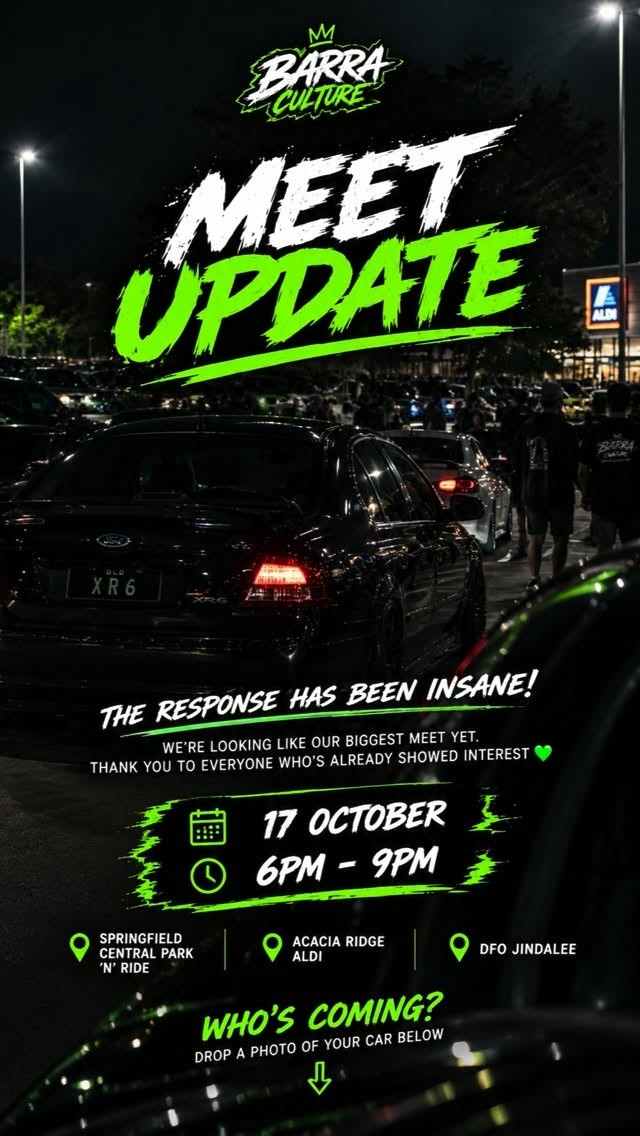 Barra Culture Car Meet — Muscle car meet in Brisbane, QLD on Saturday 17 October 2026