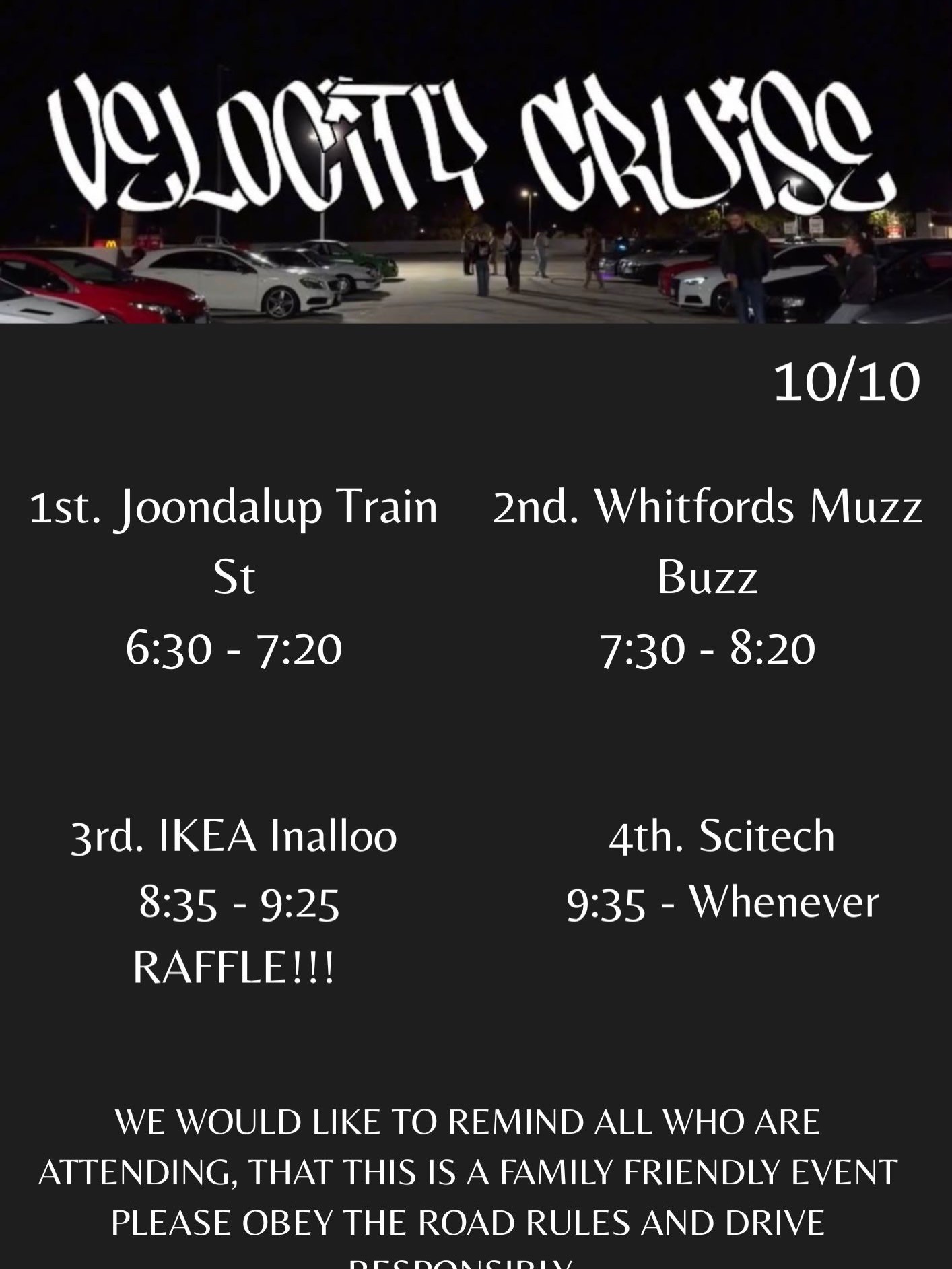 Velocity Cruise — car meet in Perth, WA on Saturday 10 October 2026