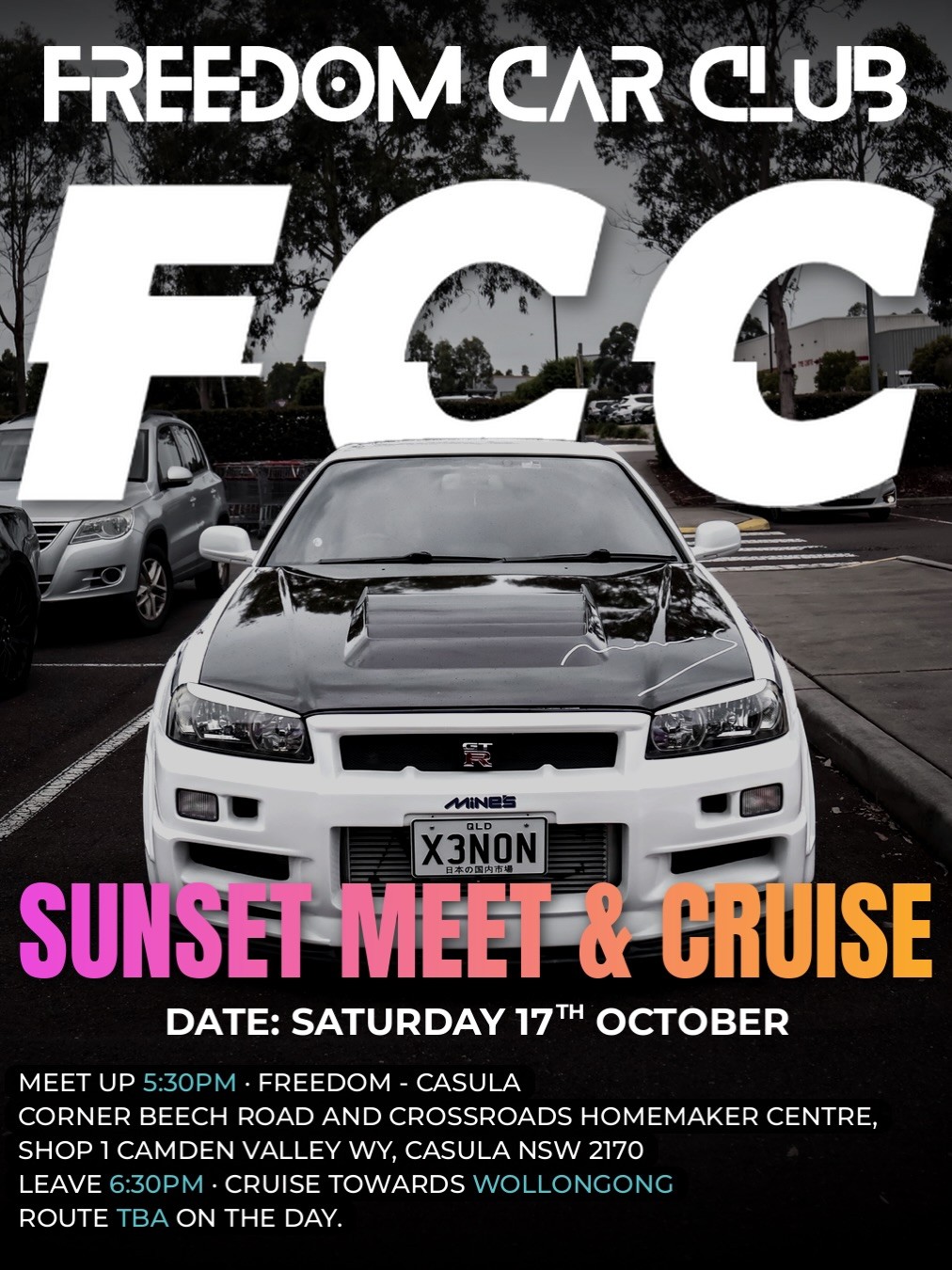 Sunset Meet & Cruise — JDM/Muscle car meet in Sydney, NSW on Saturday 17 October 2026