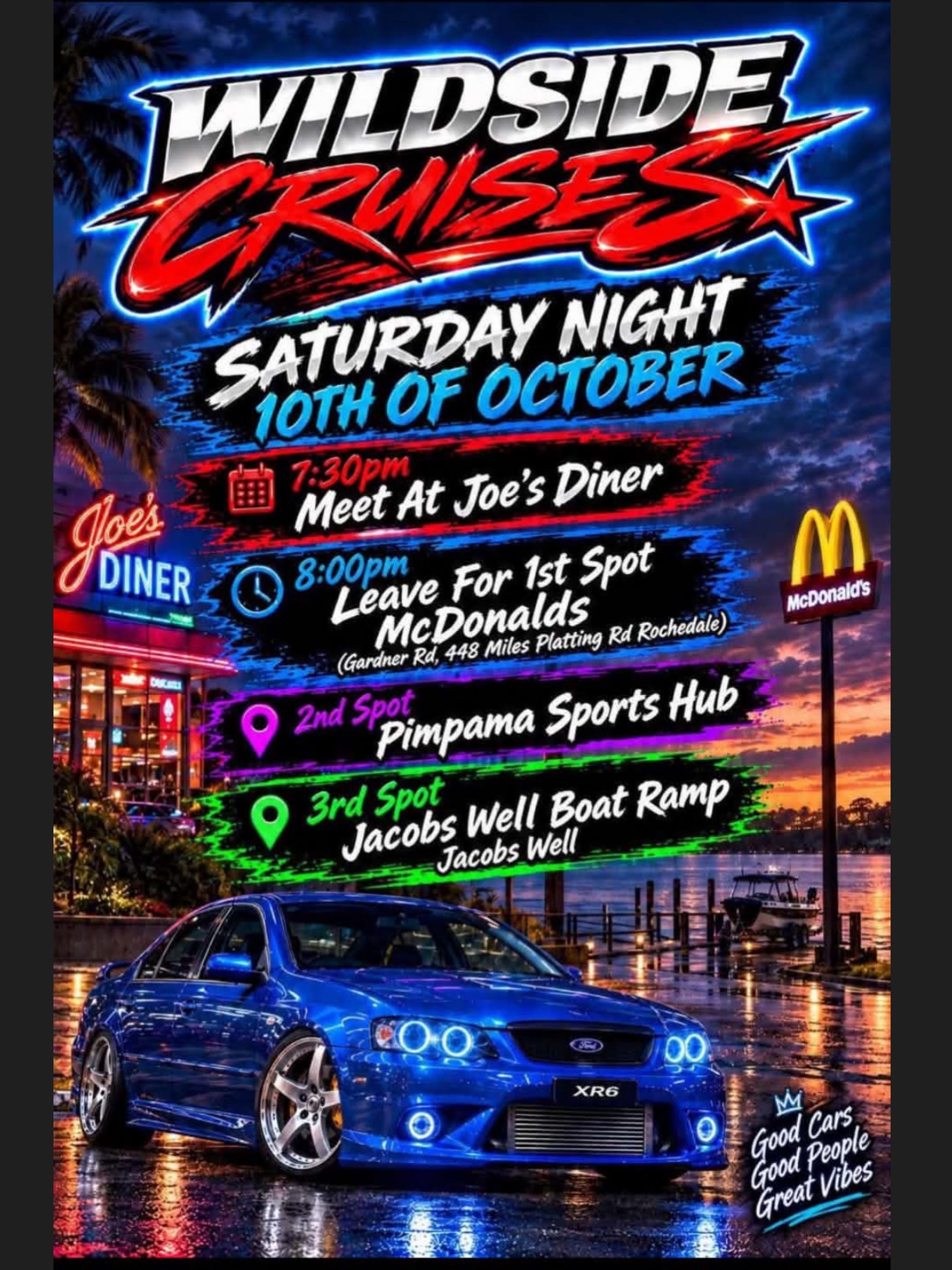 Wildside Cruises — JDM/Muscle car meet in Brisbane, QLD on Saturday 10 October 2026
