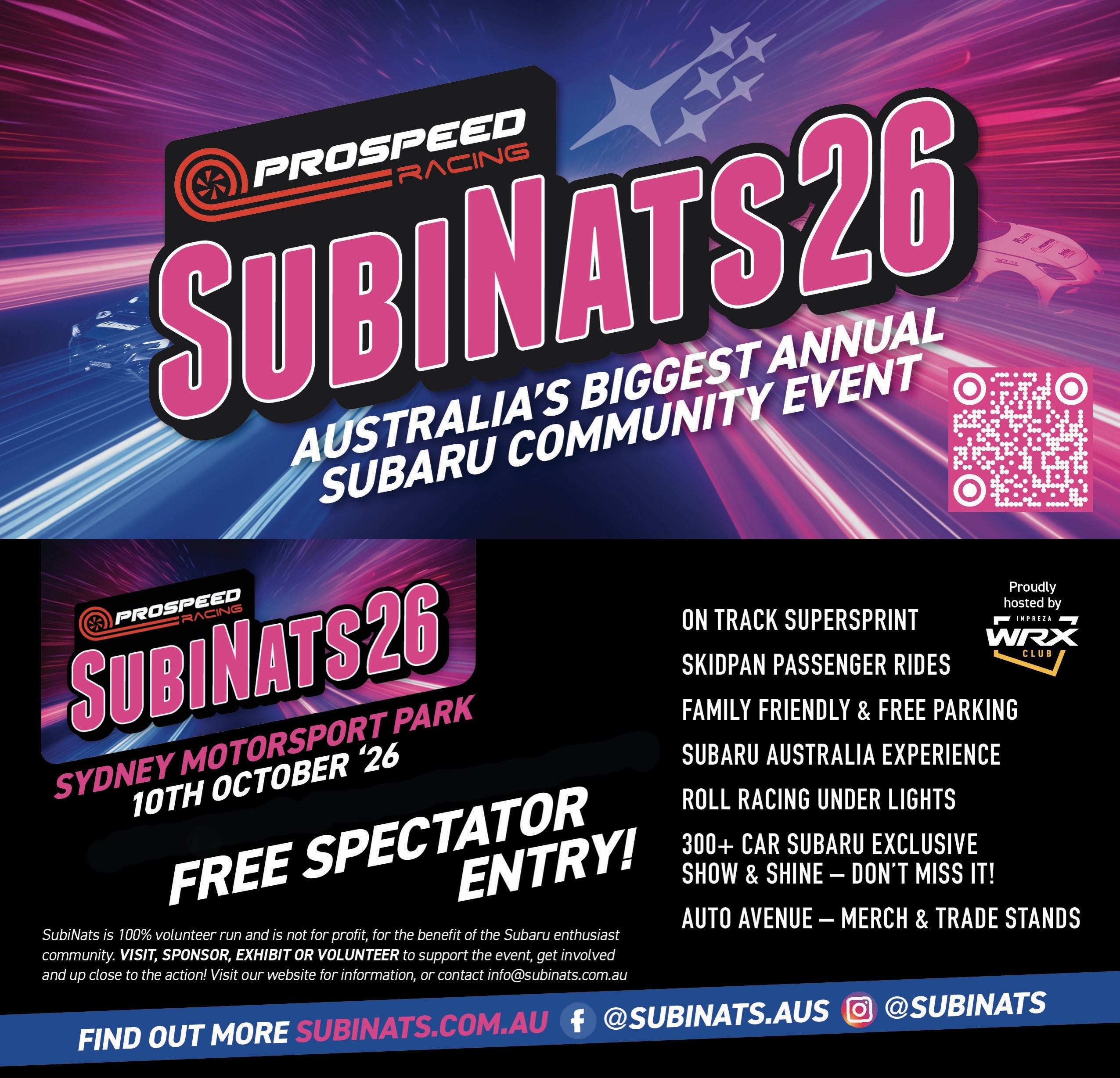 SubiNats 26 — JDM spectator event in Sydney, NSW on Saturday 10 October 2026