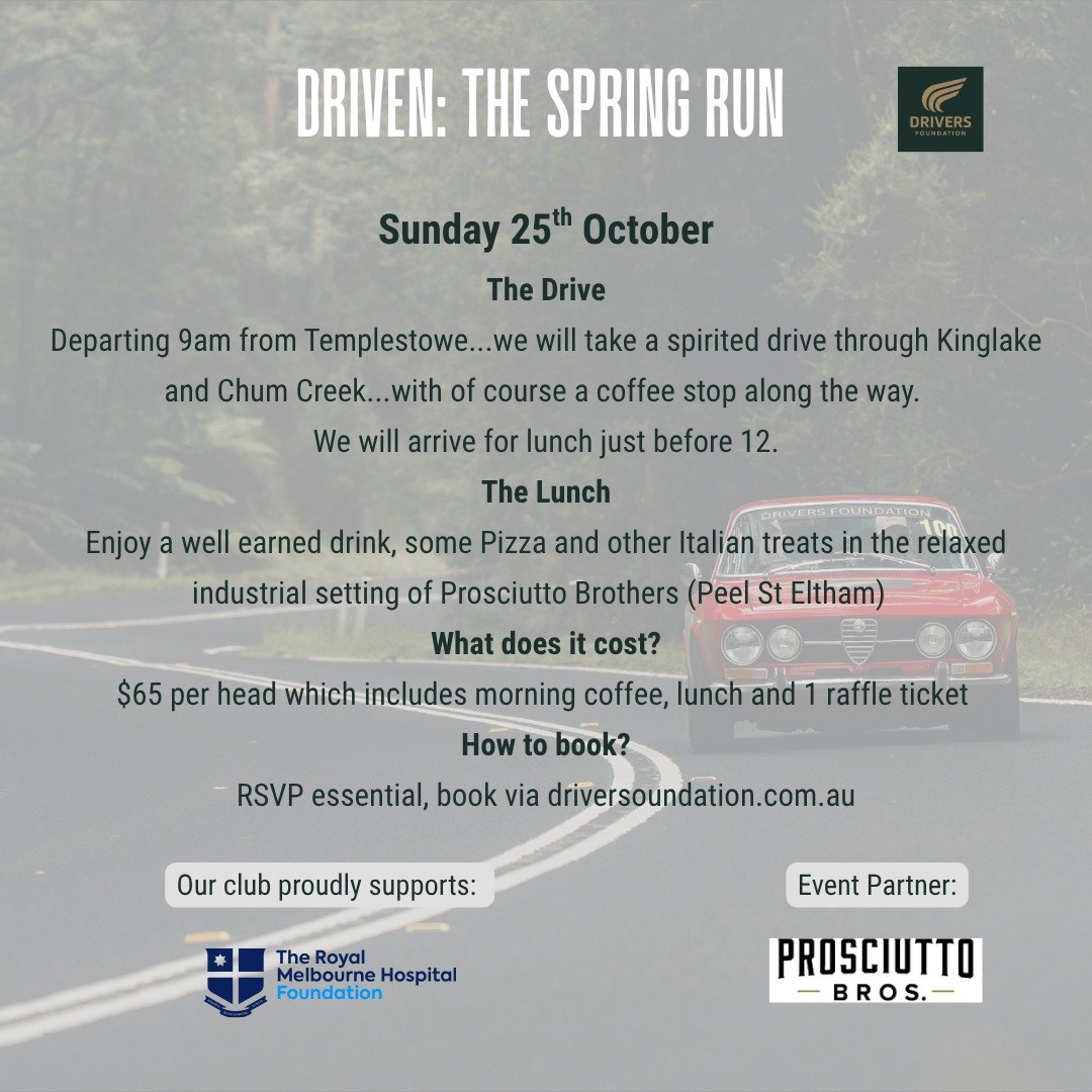 Driven: The Spring Run — Classic/Euro car meet in Melbourne, VIC on Sunday 25 October 2026