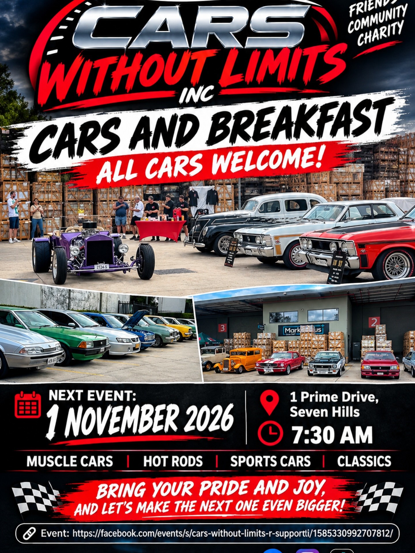 Cars and Breakfast — Muscle/Classic car meet in Sydney, NSW on Sunday 1 November 2026